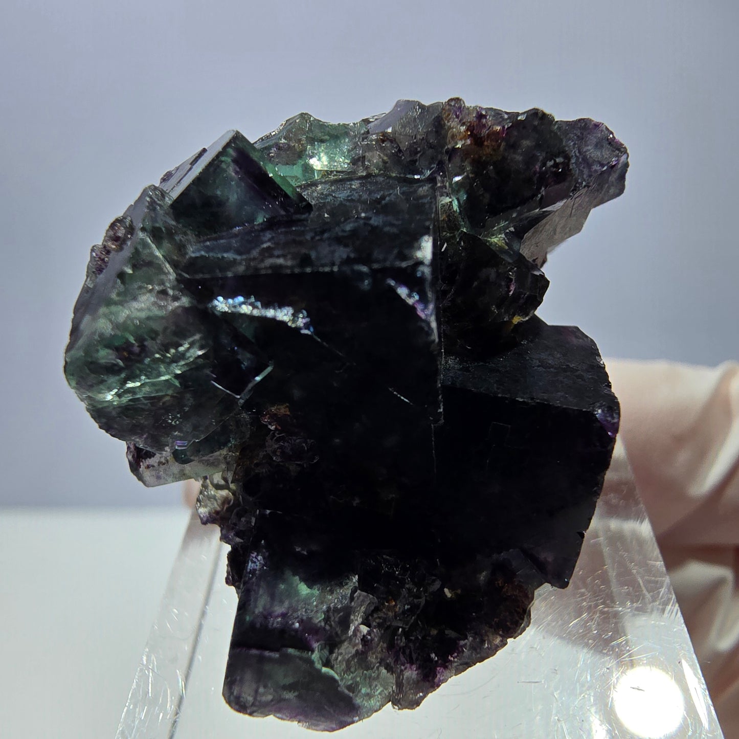 Seltene Phantom Fluorit Würfel Stufe, grün lila Okorusu, Namibia 35*28*17mm