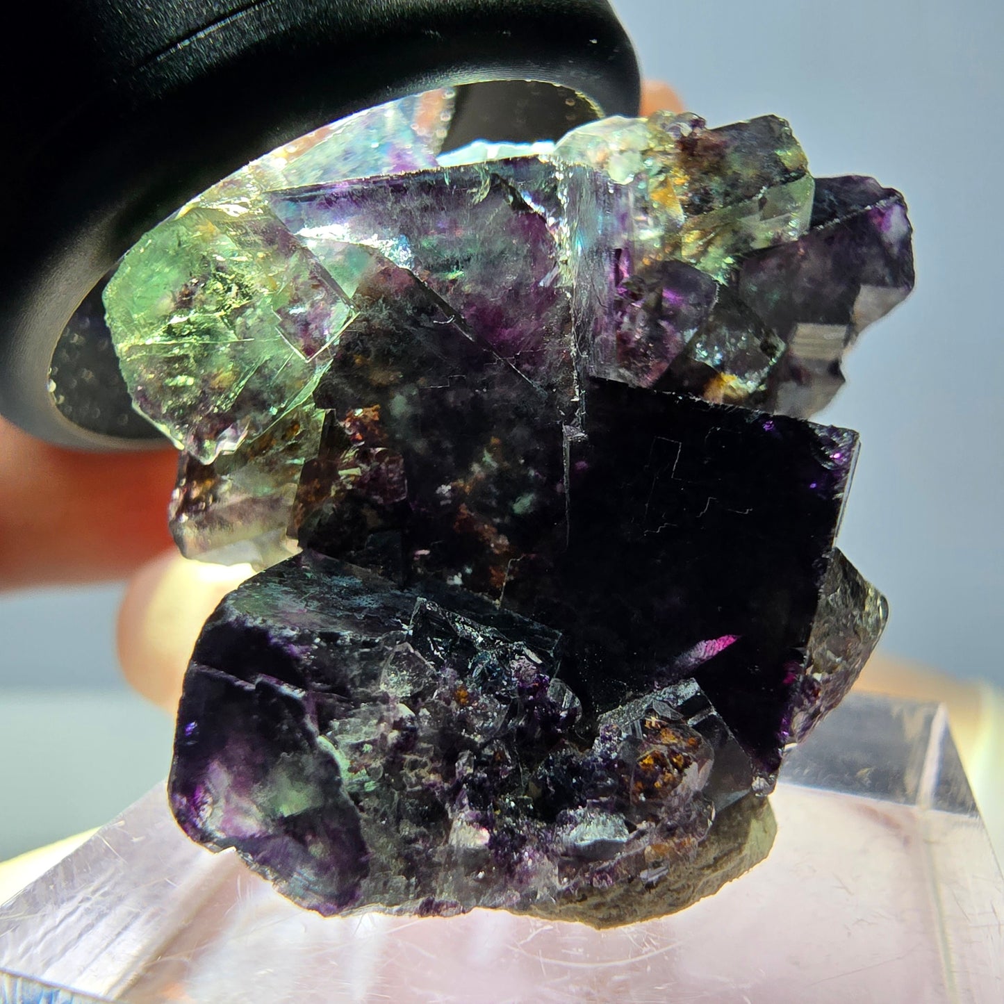 Seltene Phantom Fluorit Würfel Stufe, grün lila Okorusu, Namibia 35*28*17mm