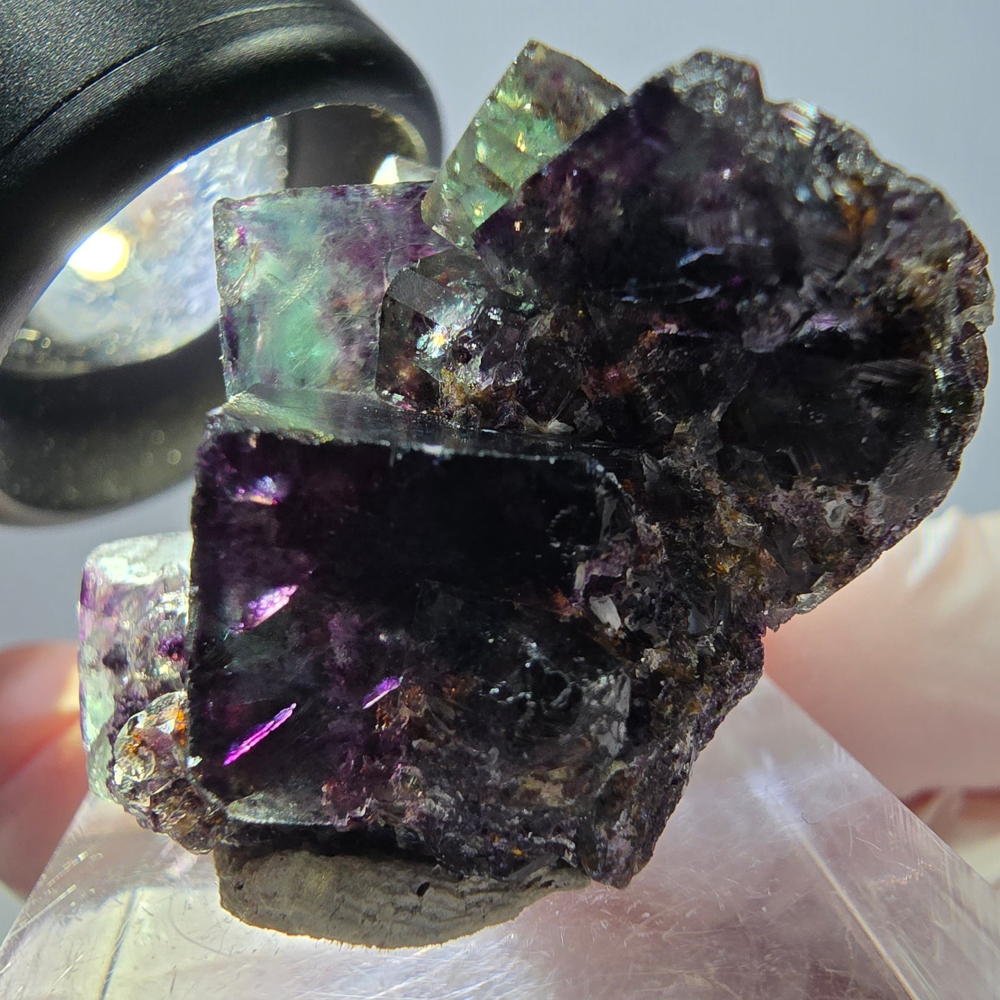 Seltene Phantom Fluorit Würfel Stufe, grün lila Okorusu, Namibia 35*28*17mm