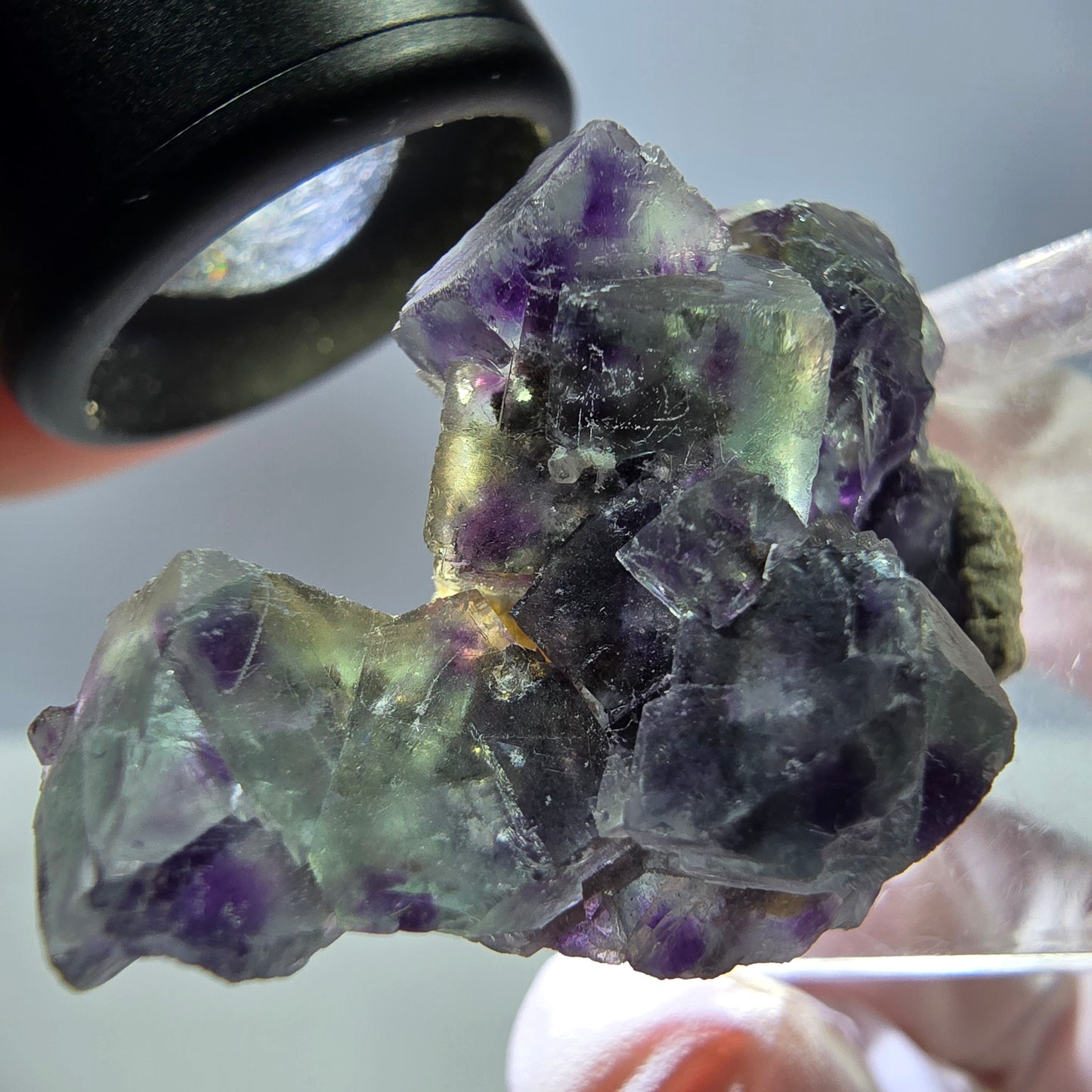 Seltene Phantom Fluorit Würfel Stufe, grün lila Okorusu, Namibia 32*28*21mm