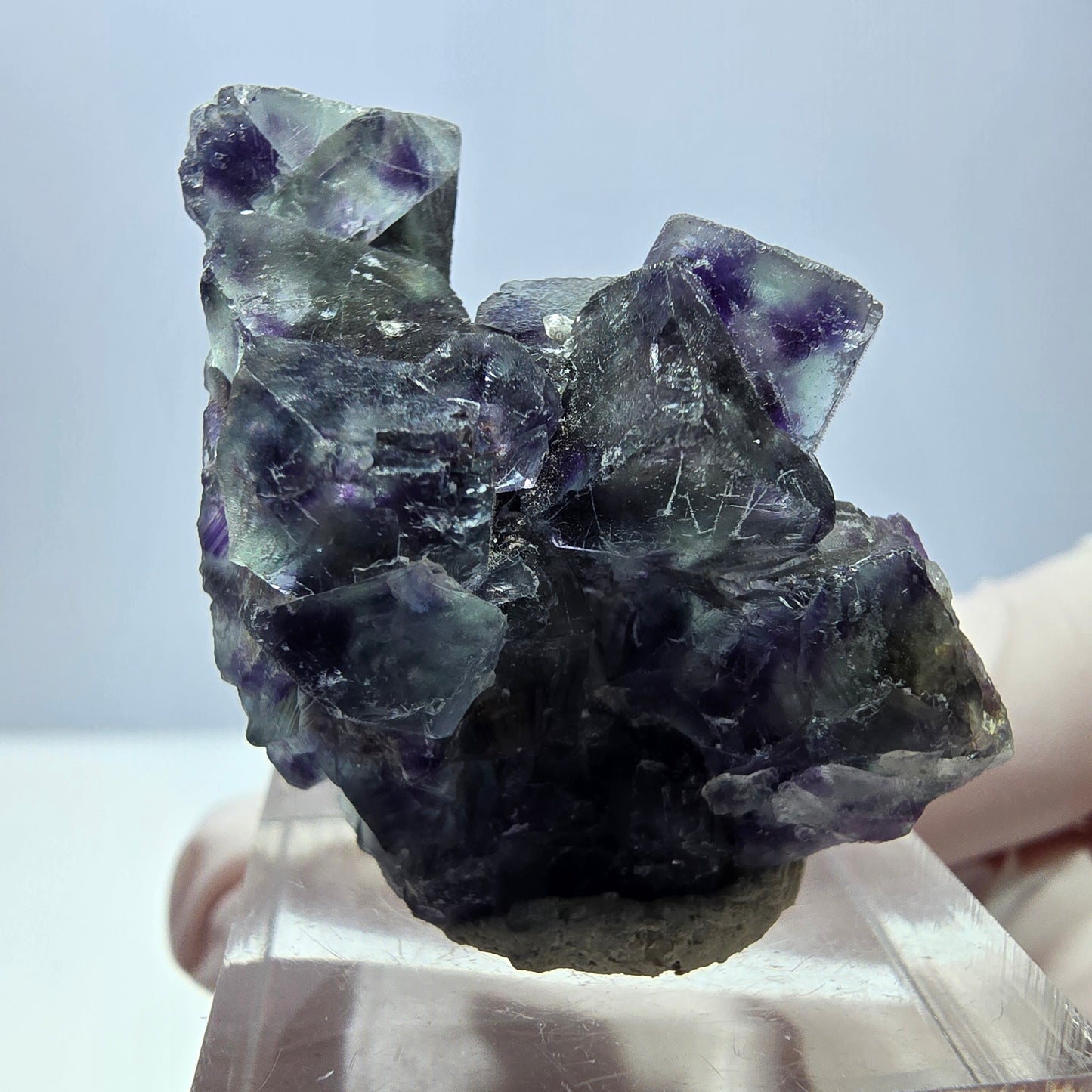 Seltene Phantom Fluorit Würfel Stufe, grün lila Okorusu, Namibia 32*28*21mm