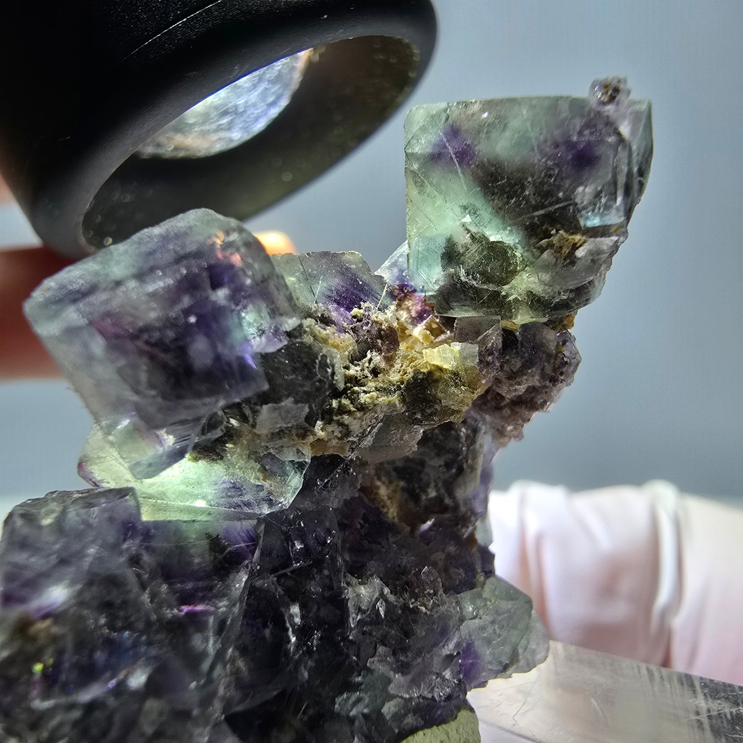 Seltene Phantom Fluorit Würfel Stufe, grün lila Okorusu, Namibia 32*28*21mm