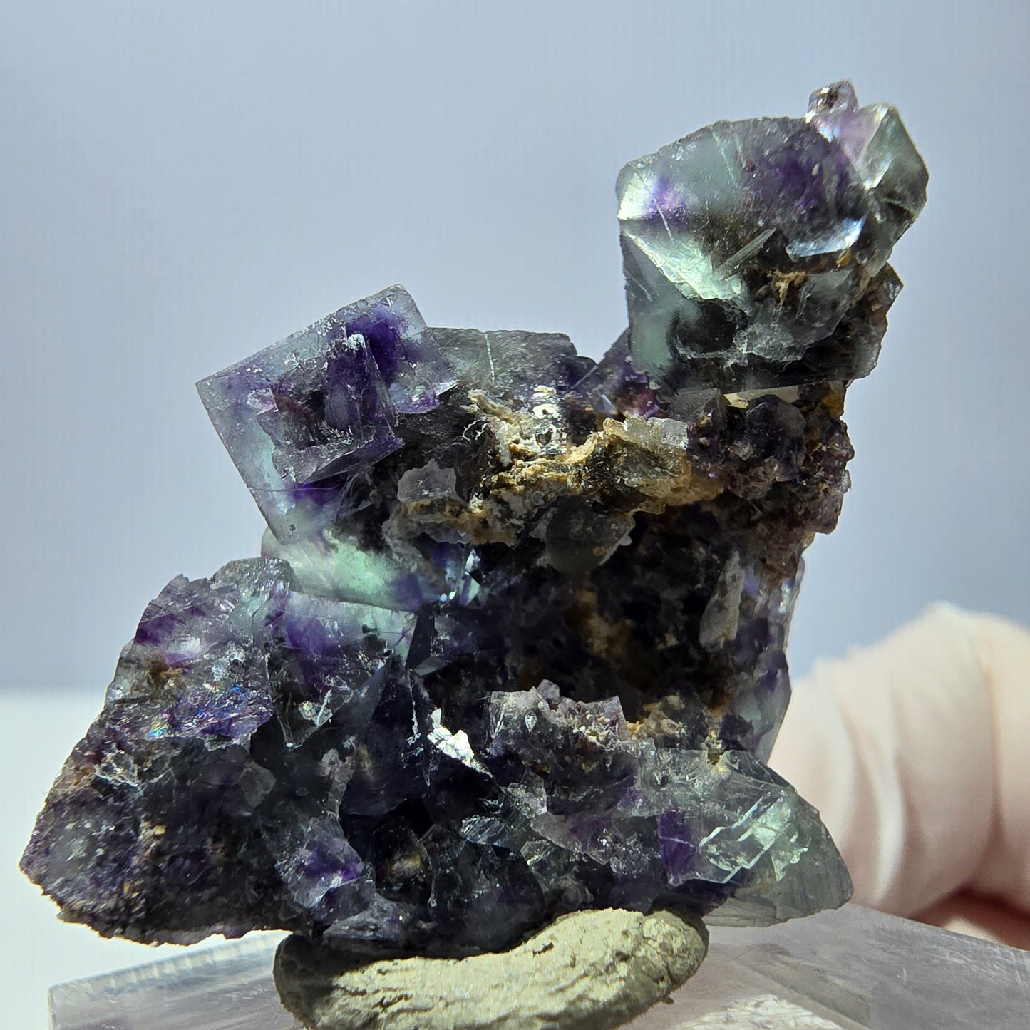 Seltene Phantom Fluorit Würfel Stufe, grün lila Okorusu, Namibia 32*28*21mm
