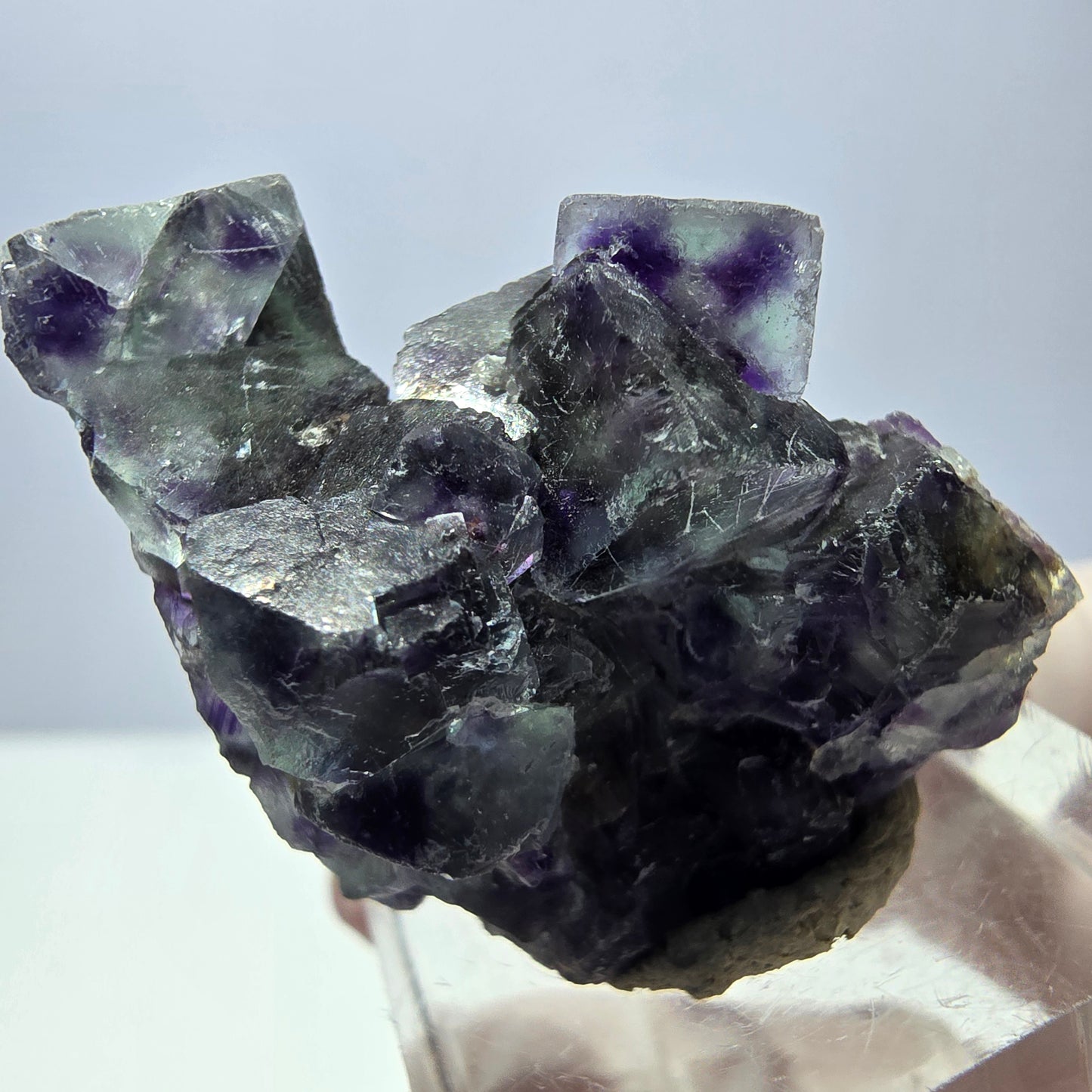 Seltene Phantom Fluorit Würfel Stufe, grün lila Okorusu, Namibia 32*28*21mm