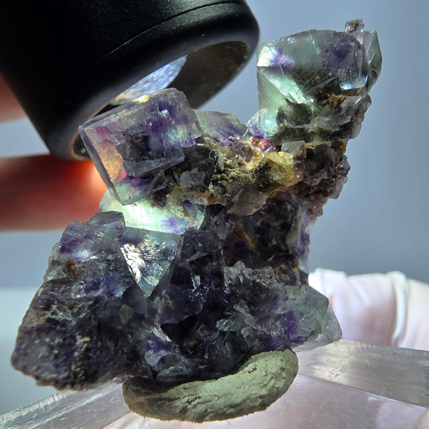 Seltene Phantom Fluorit Würfel Stufe, grün lila Okorusu, Namibia 32*28*21mm