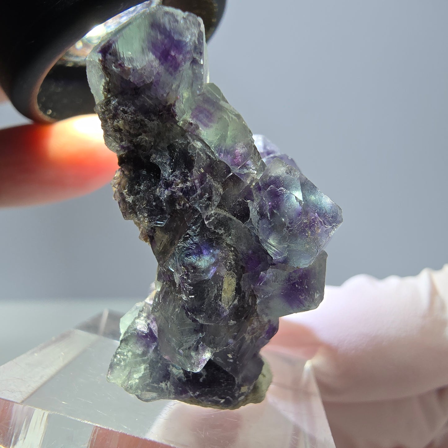 Seltene Phantom Fluorit Würfel Stufe, grün lila Okorusu, Namibia 32*28*21mm