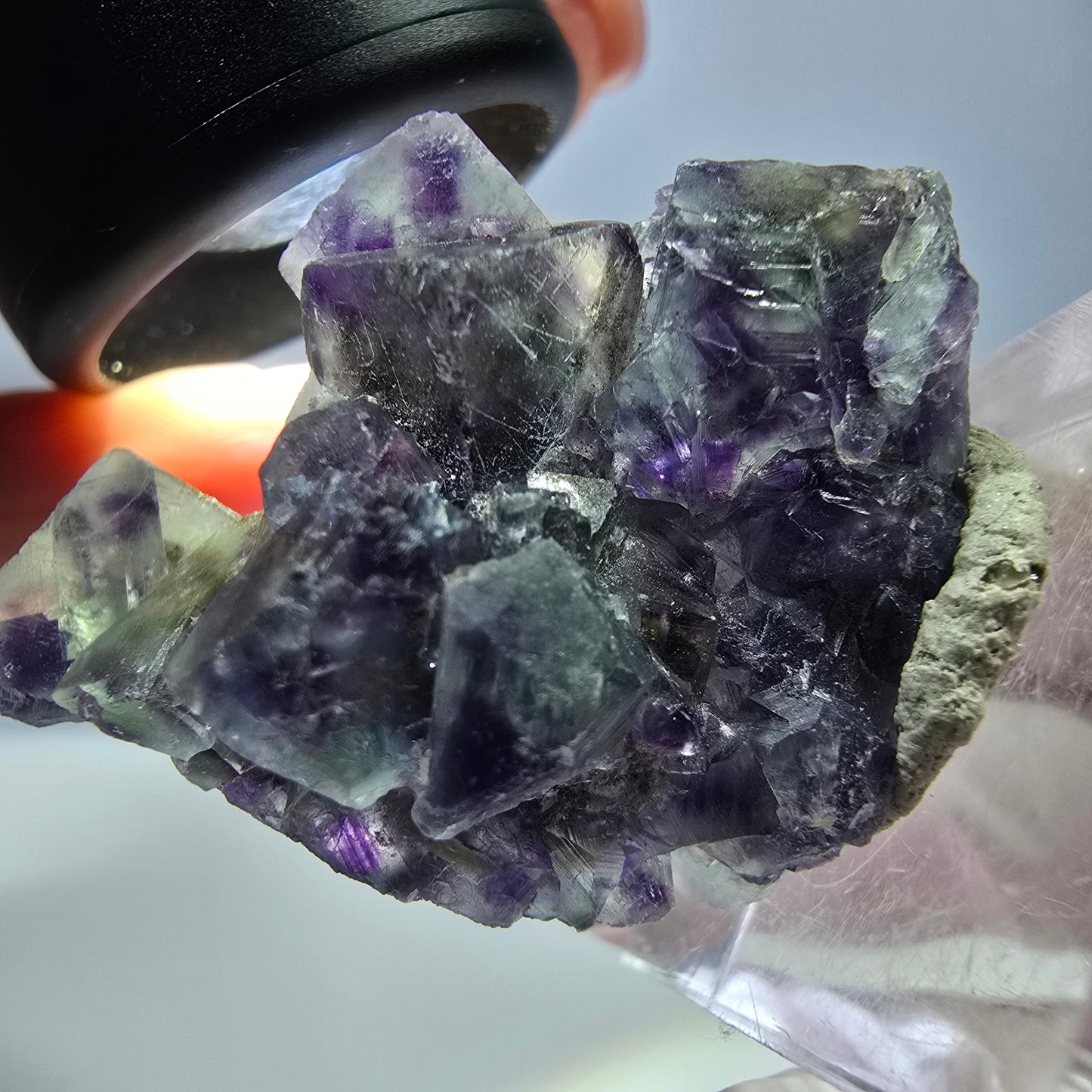 Seltene Phantom Fluorit Würfel Stufe, grün lila Okorusu, Namibia 32*28*21mm