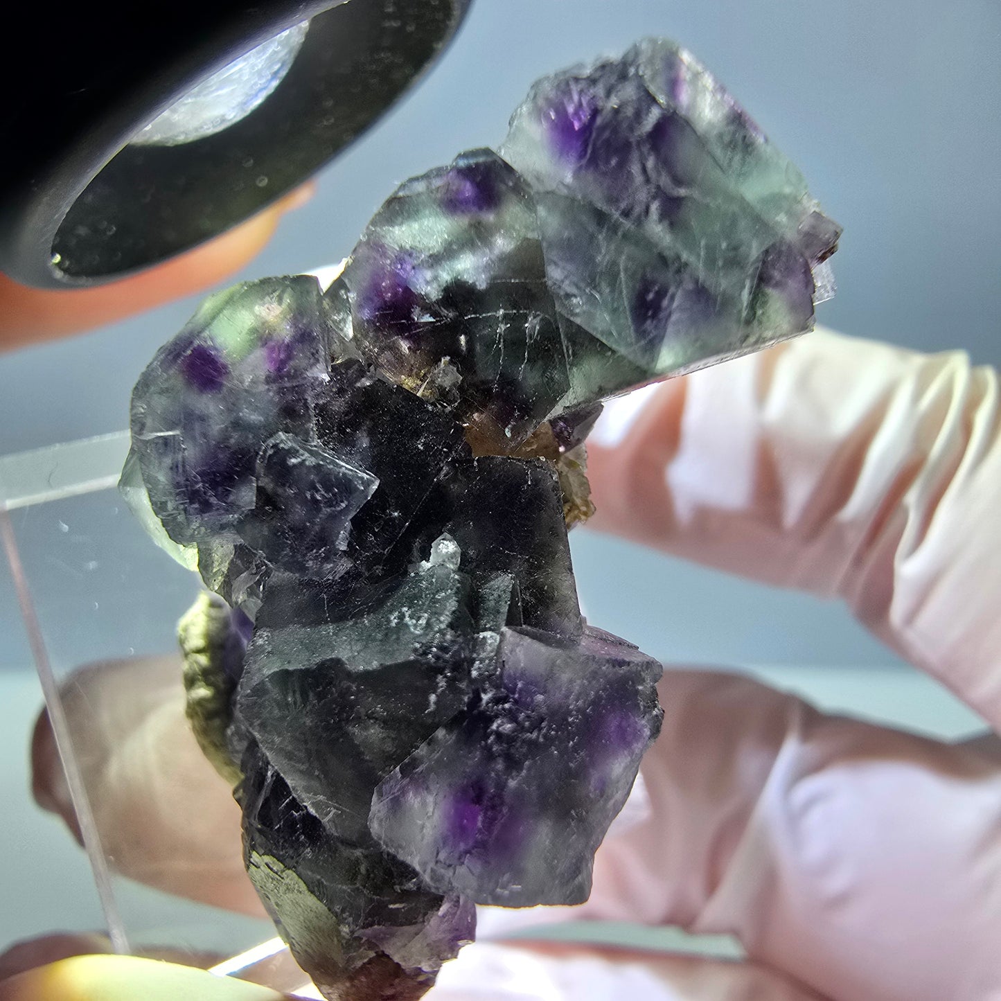 Seltene Phantom Fluorit Würfel Stufe, grün lila Okorusu, Namibia 32*28*21mm