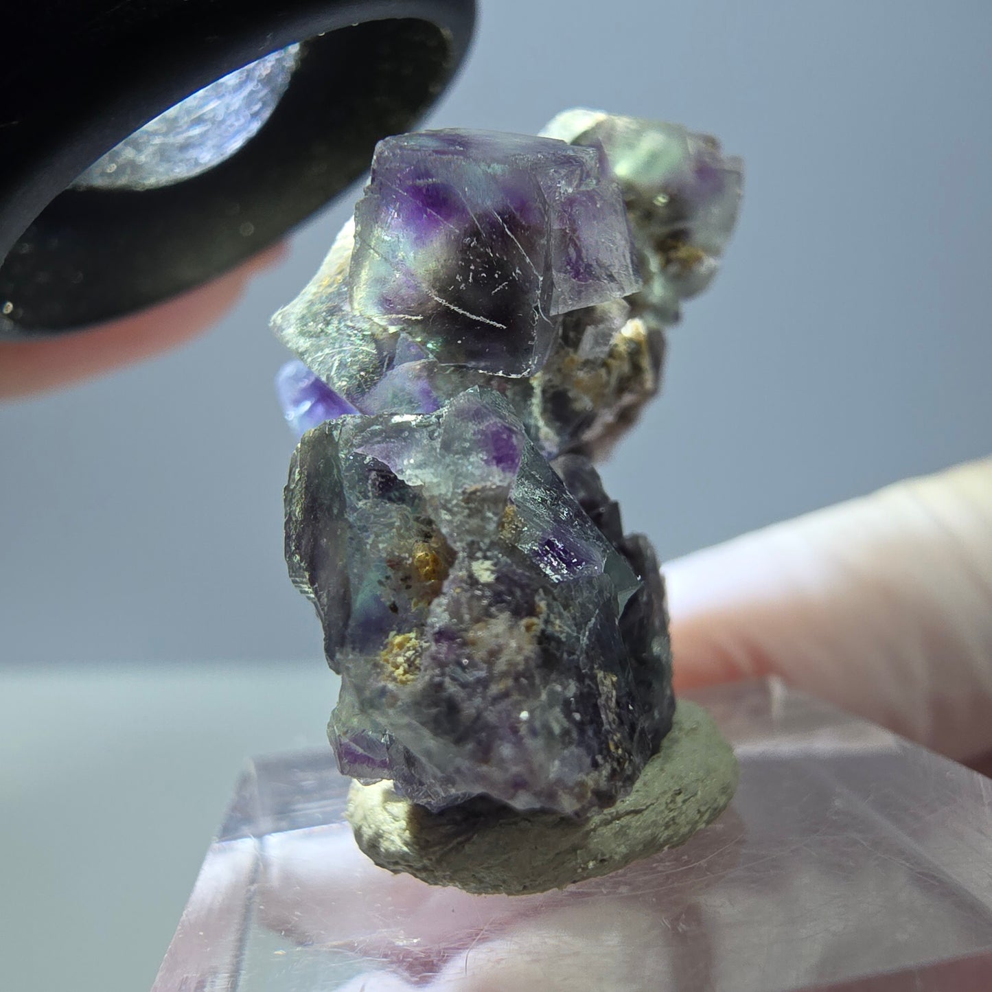 Seltene Phantom Fluorit Würfel Stufe, grün lila Okorusu, Namibia 32*28*21mm