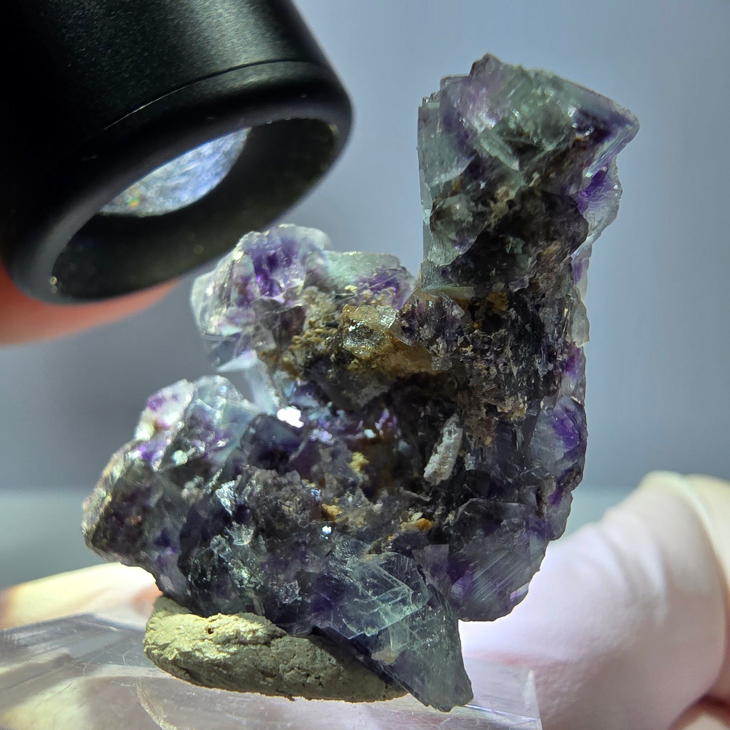 Seltene Phantom Fluorit Würfel Stufe, grün lila Okorusu, Namibia 32*28*21mm