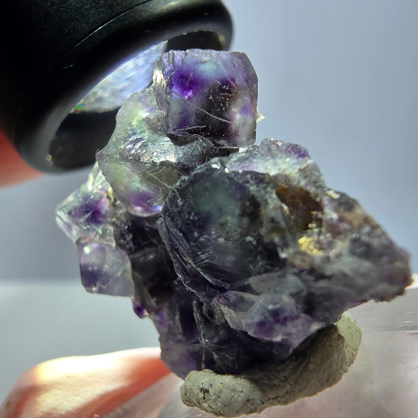 Seltene Phantom Fluorit Würfel Stufe, grün lila Okorusu, Namibia 32*28*21mm