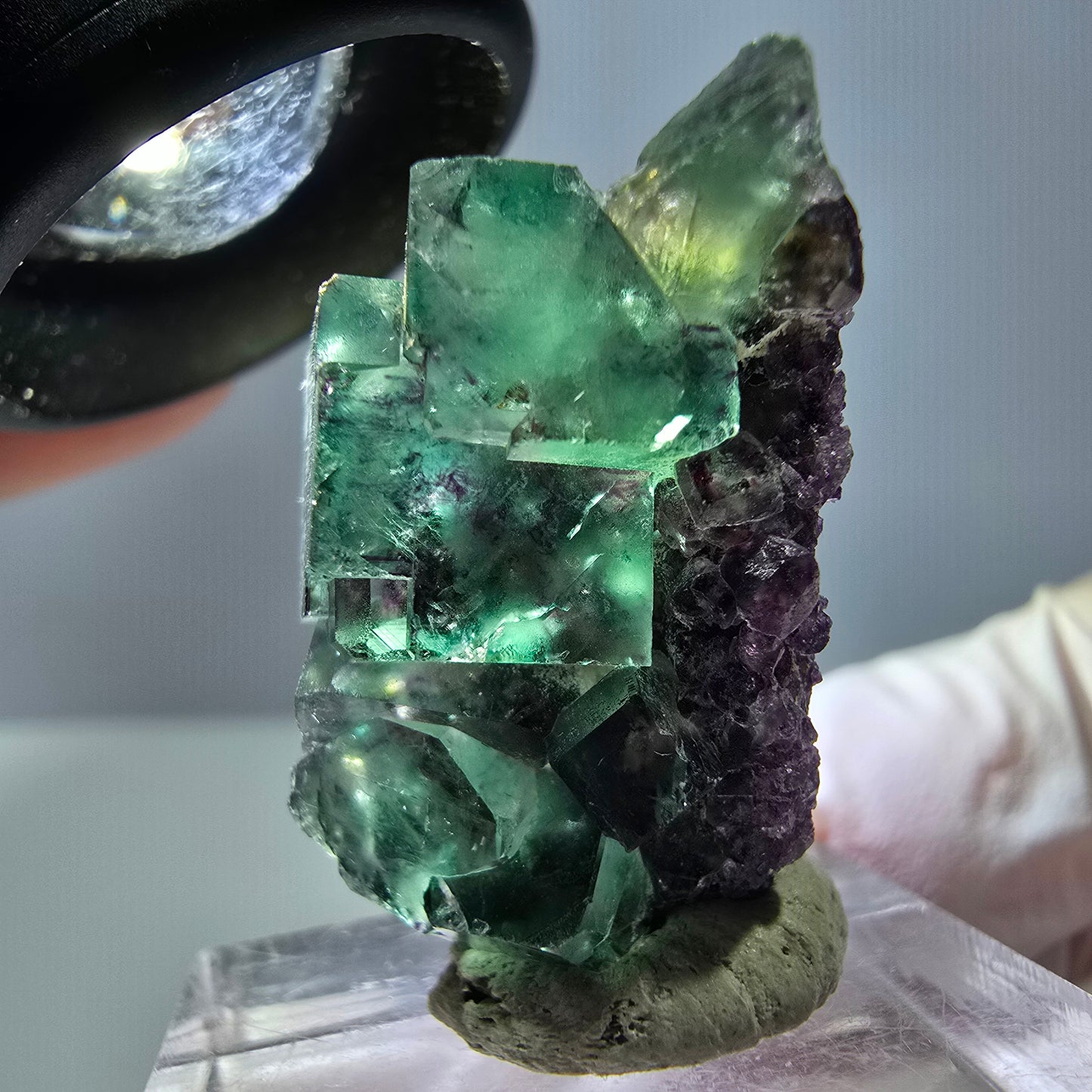 Seltene Phantom Fluorit Würfel Stufe, grün lila Okorusu, Namibia 31*19*16mm