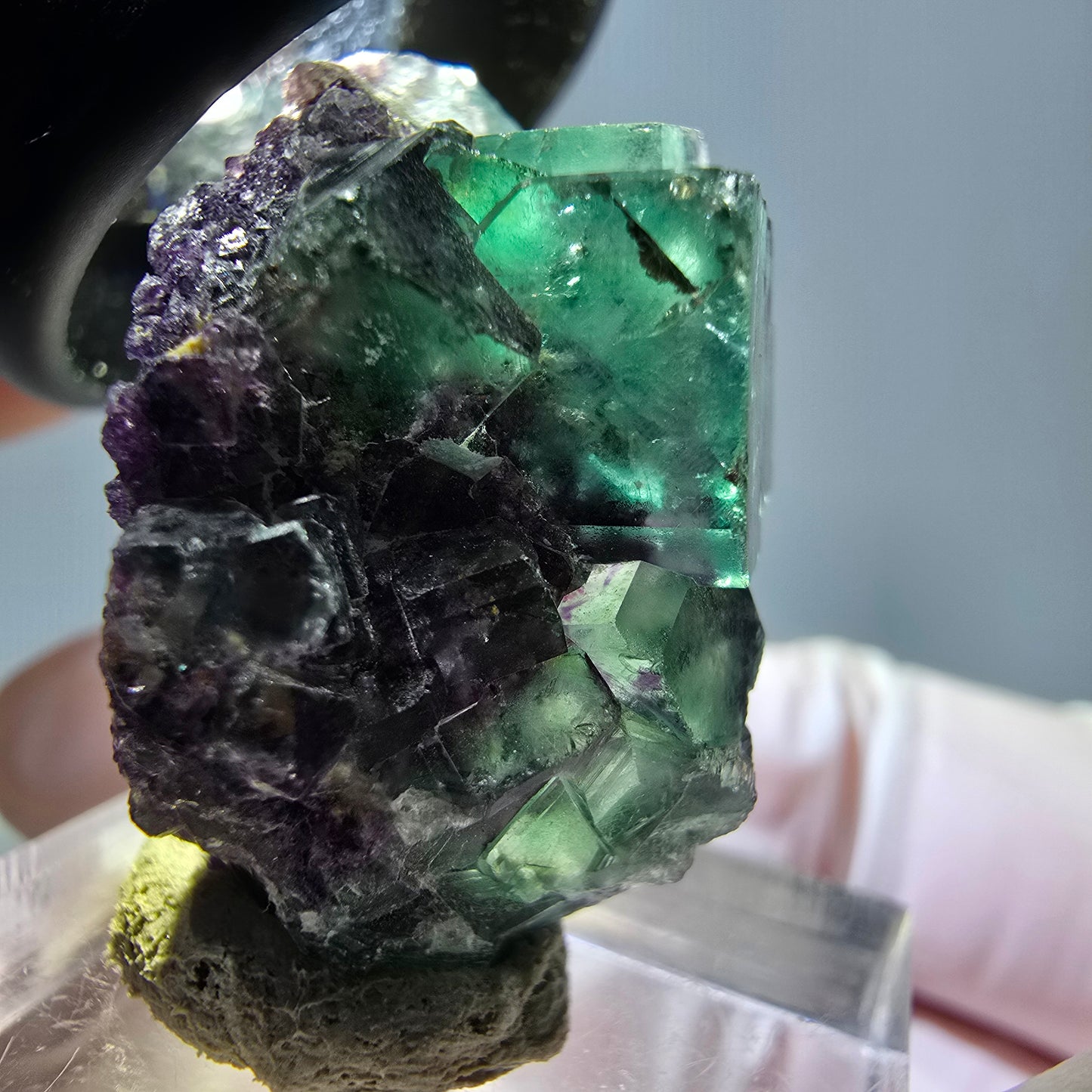 Seltene Phantom Fluorit Würfel Stufe, grün lila Okorusu, Namibia 31*19*16mm