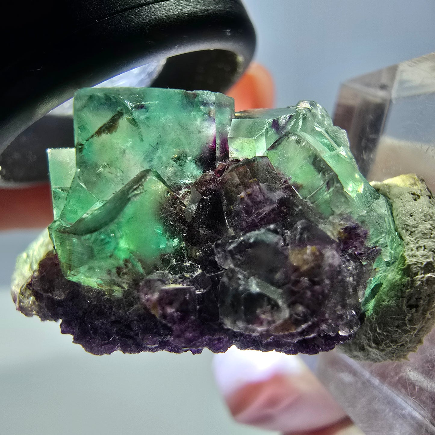 Seltene Phantom Fluorit Würfel Stufe, grün lila Okorusu, Namibia 31*19*16mm