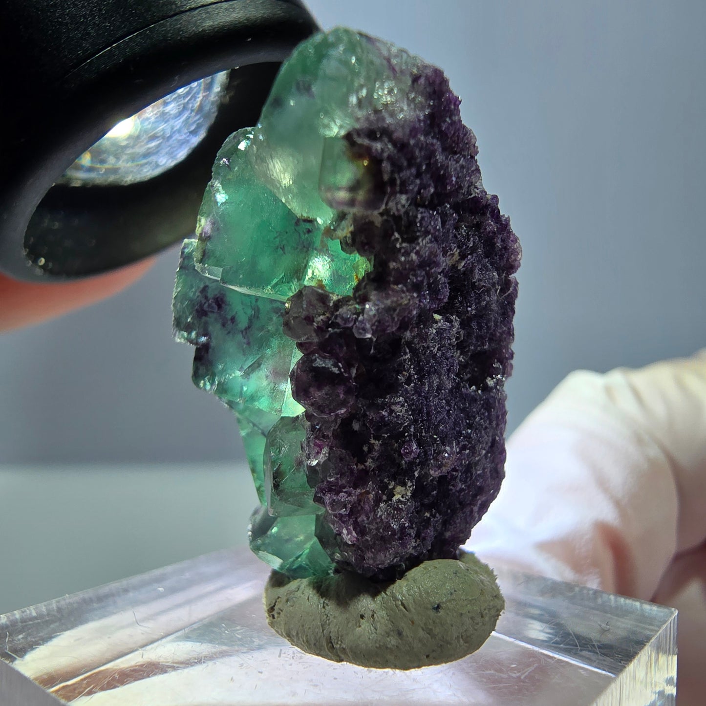 Seltene Phantom Fluorit Würfel Stufe, grün lila Okorusu, Namibia 31*19*16mm