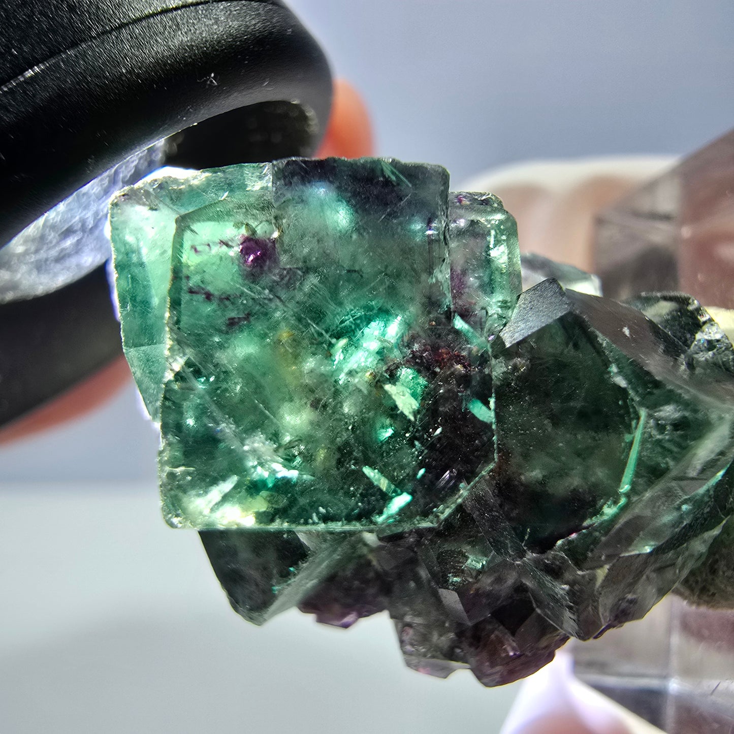Seltene Phantom Fluorit Würfel Stufe, grün lila Okorusu, Namibia 31*19*16mm