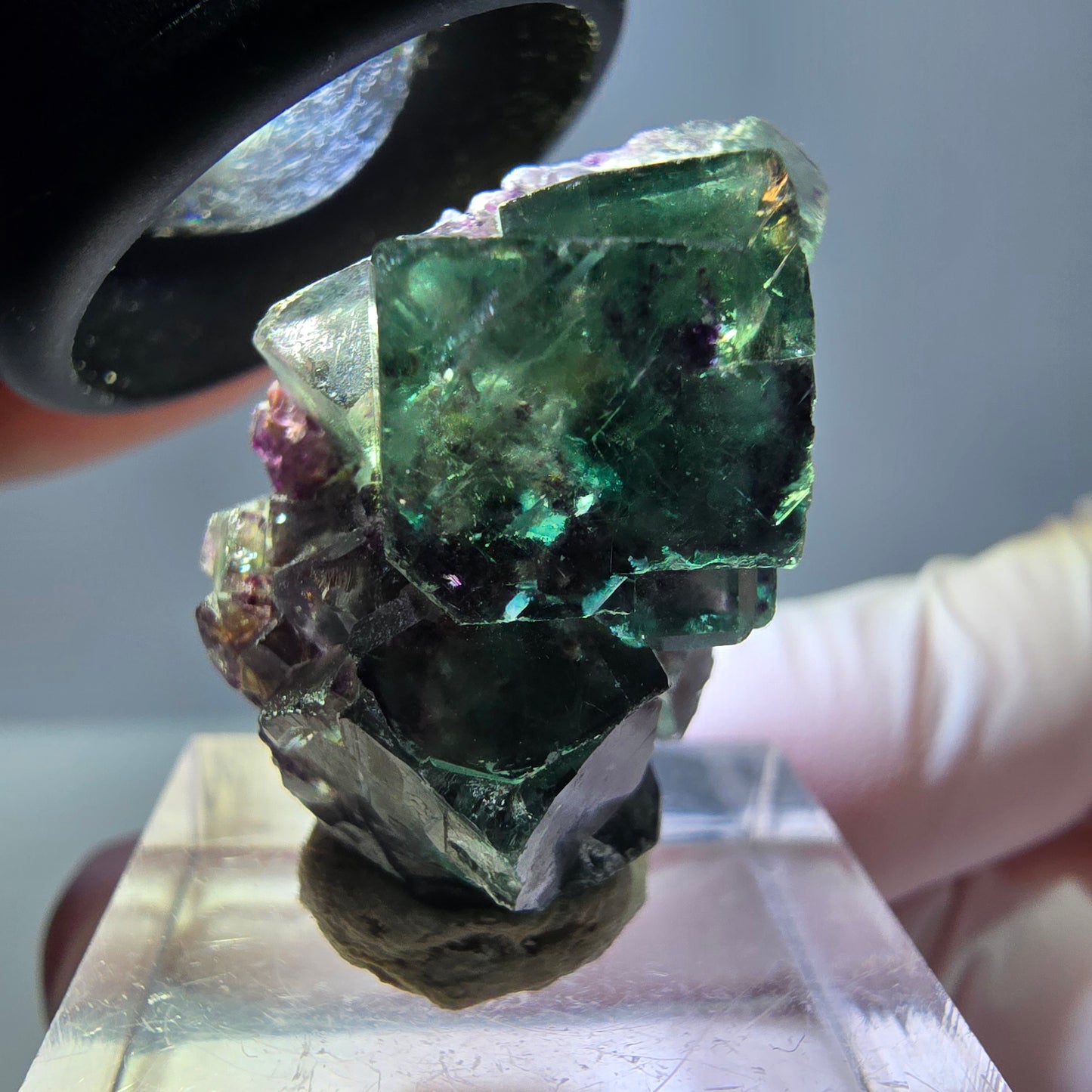 Seltene Phantom Fluorit Würfel Stufe, grün lila Okorusu, Namibia 31*19*16mm