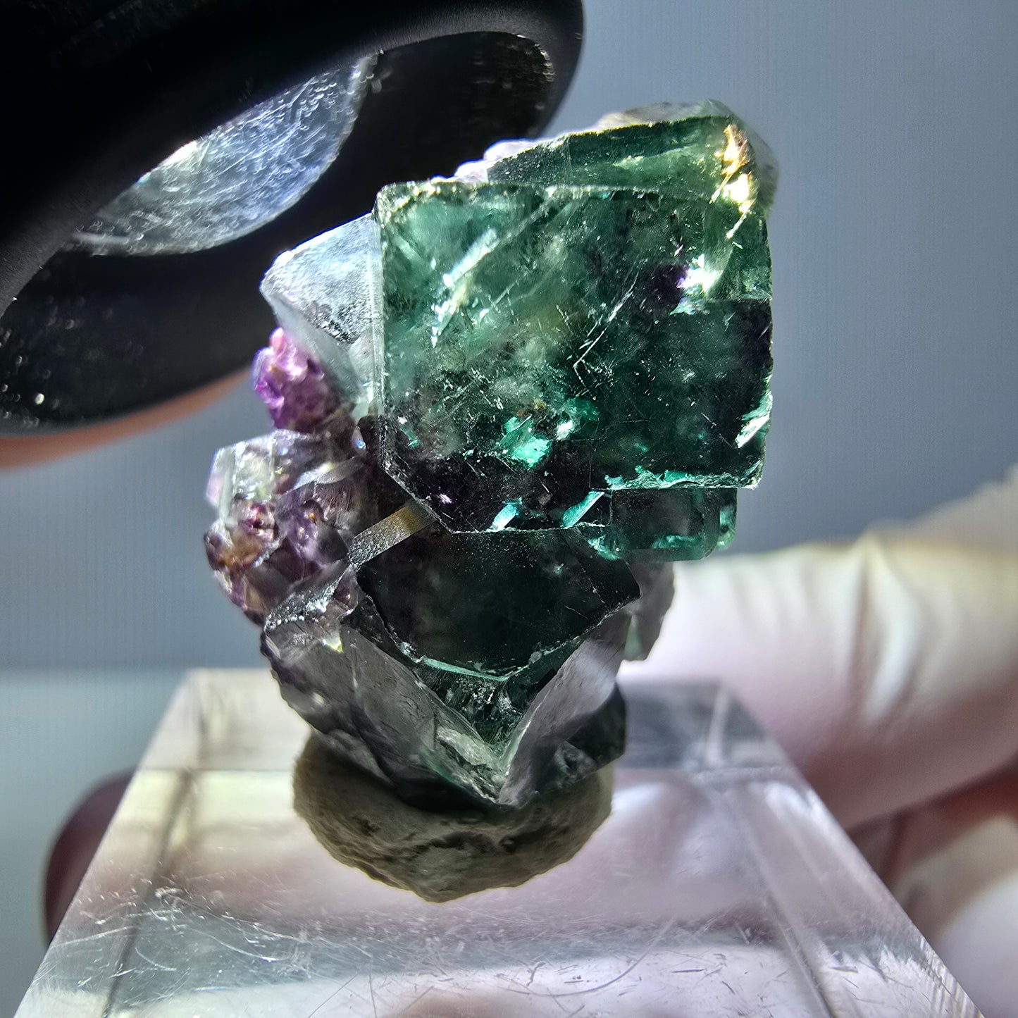 Seltene Phantom Fluorit Würfel Stufe, grün lila Okorusu, Namibia 31*19*16mm