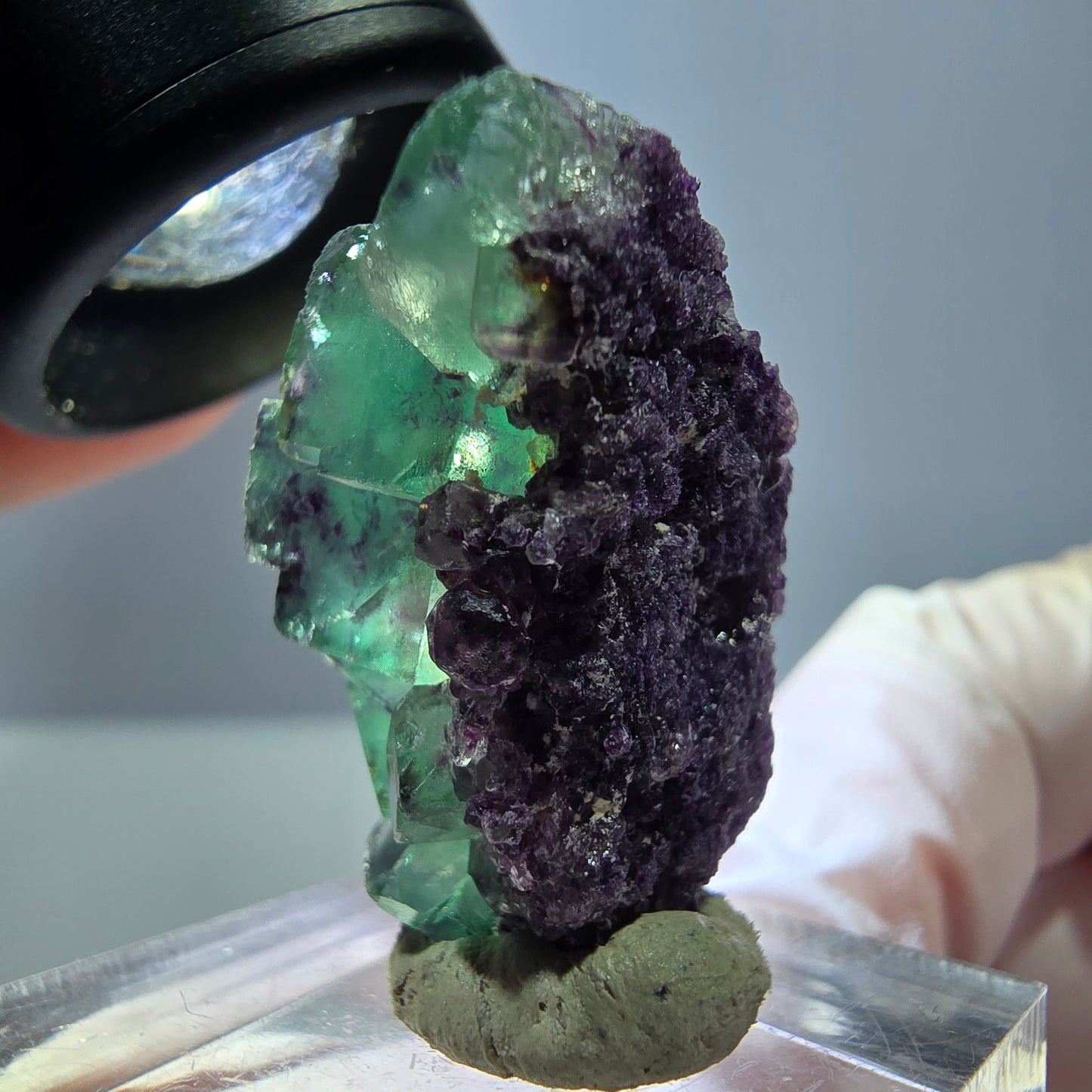 Seltene Phantom Fluorit Würfel Stufe, grün lila Okorusu, Namibia 31*19*16mm