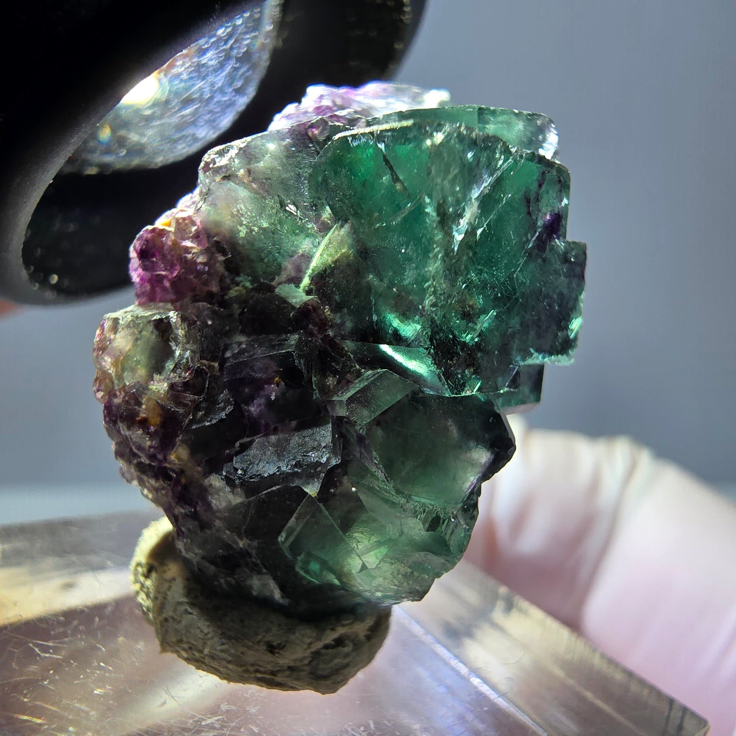 Seltene Phantom Fluorit Würfel Stufe, grün lila Okorusu, Namibia 31*19*16mm