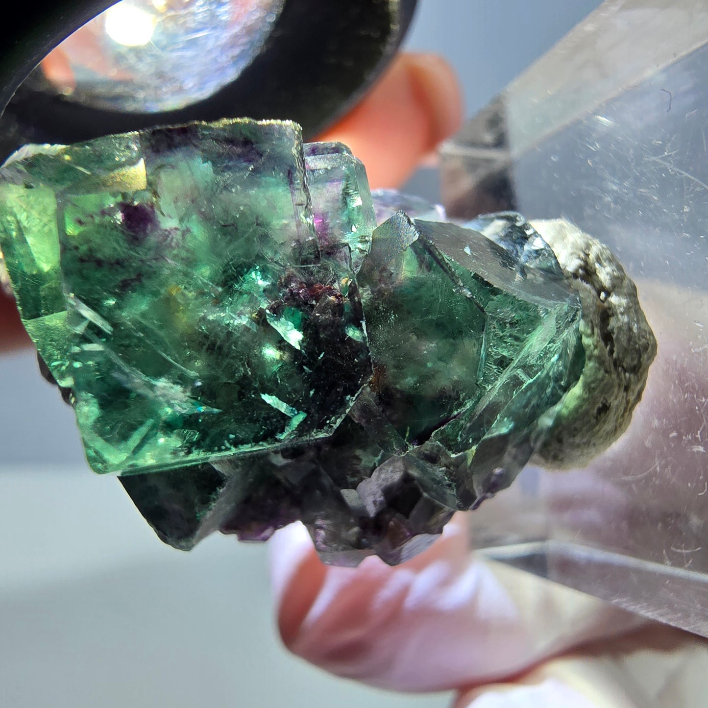 Seltene Phantom Fluorit Würfel Stufe, grün lila Okorusu, Namibia 31*19*16mm