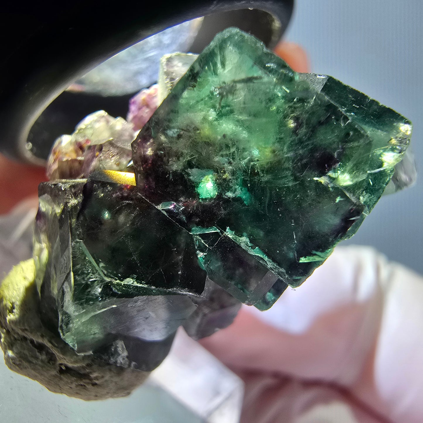 Seltene Phantom Fluorit Würfel Stufe, grün lila Okorusu, Namibia 31*19*16mm