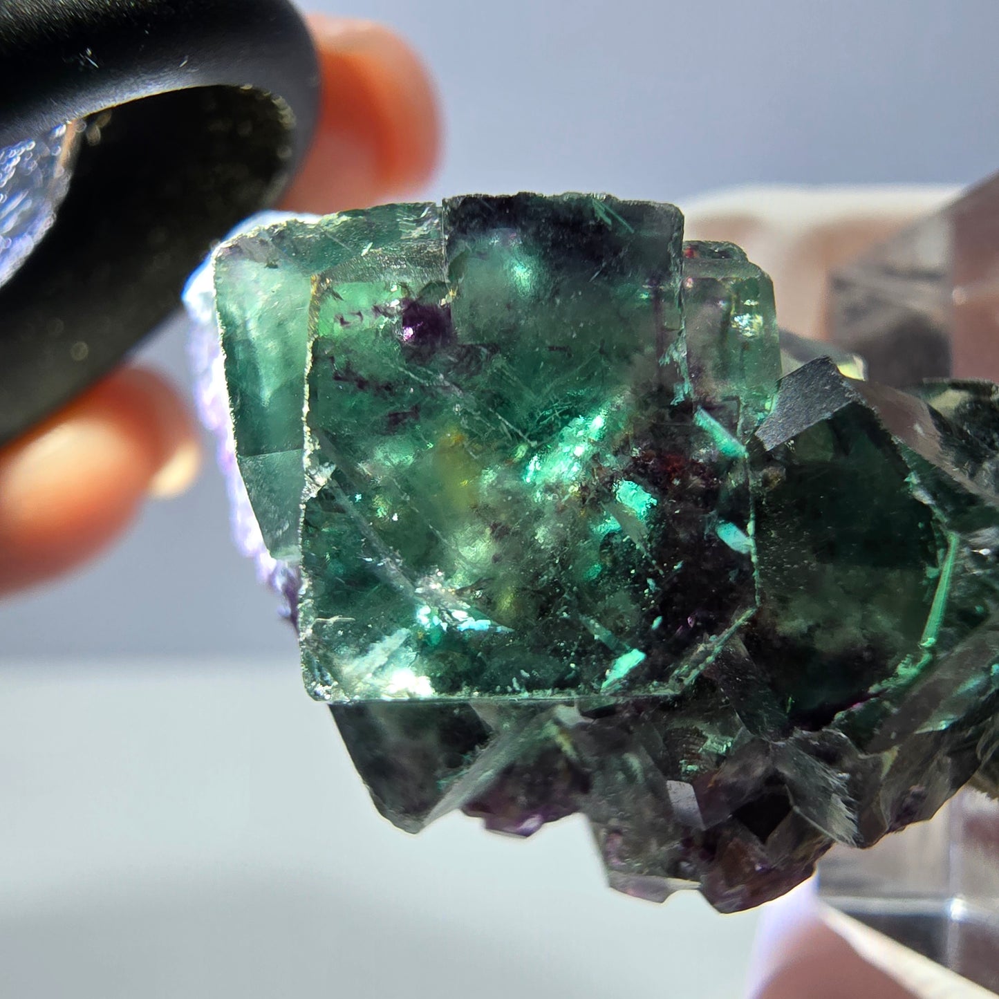 Seltene Phantom Fluorit Würfel Stufe, grün lila Okorusu, Namibia 31*19*16mm
