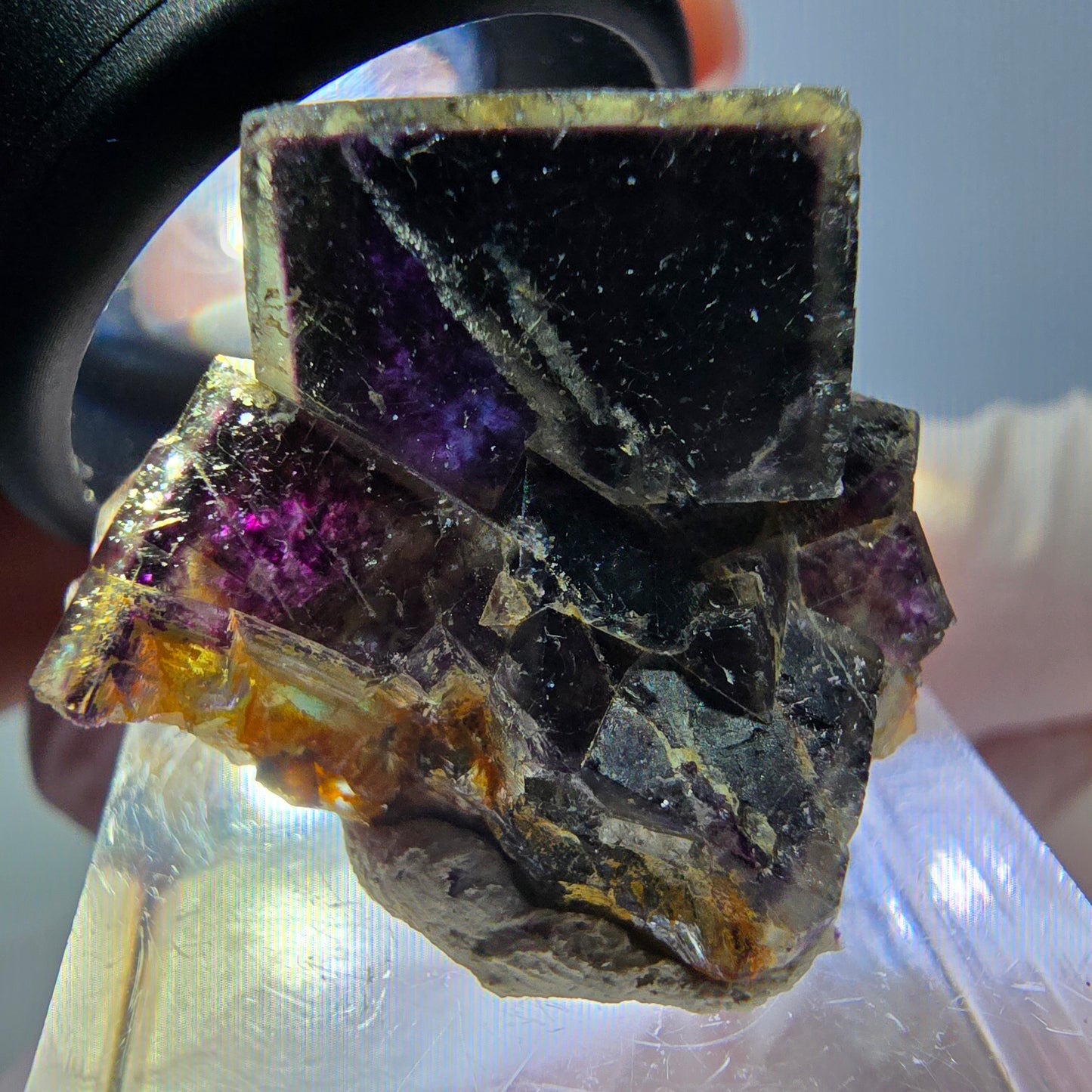 Seltene Phantom Fluorit Würfel Stufe, grün lila Okorusu, Namibia 29*25*18mm