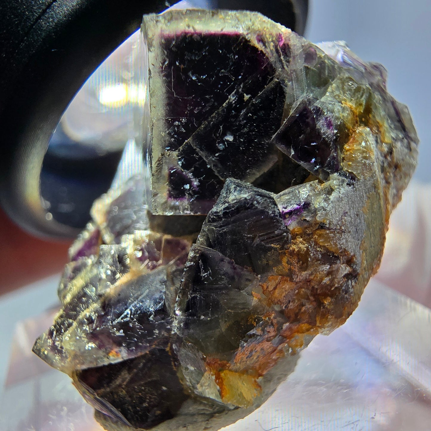 Seltene Phantom Fluorit Würfel Stufe, grün lila Okorusu, Namibia 29*25*18mm