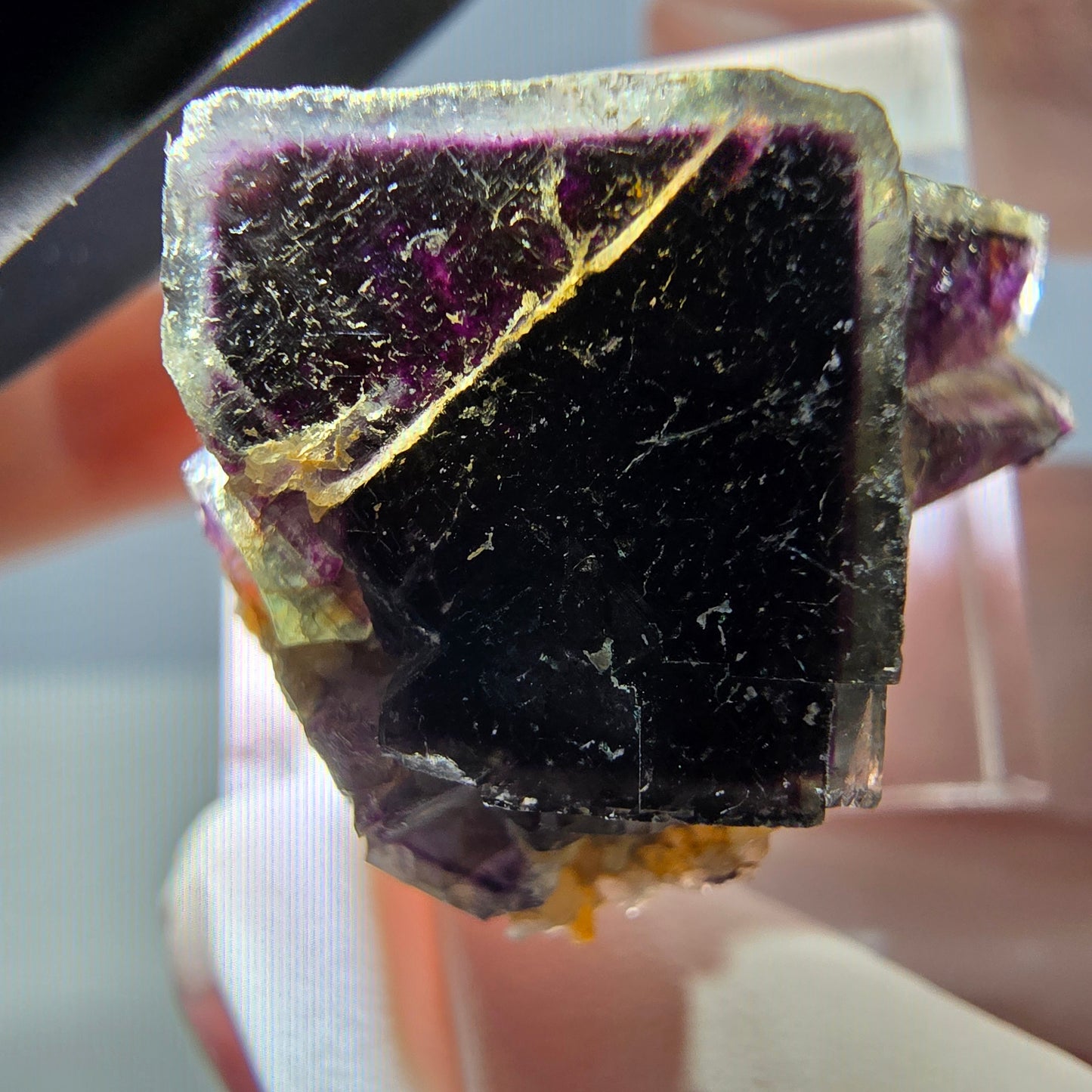 Seltene Phantom Fluorit Würfel Stufe, grün lila Okorusu, Namibia 29*25*18mm