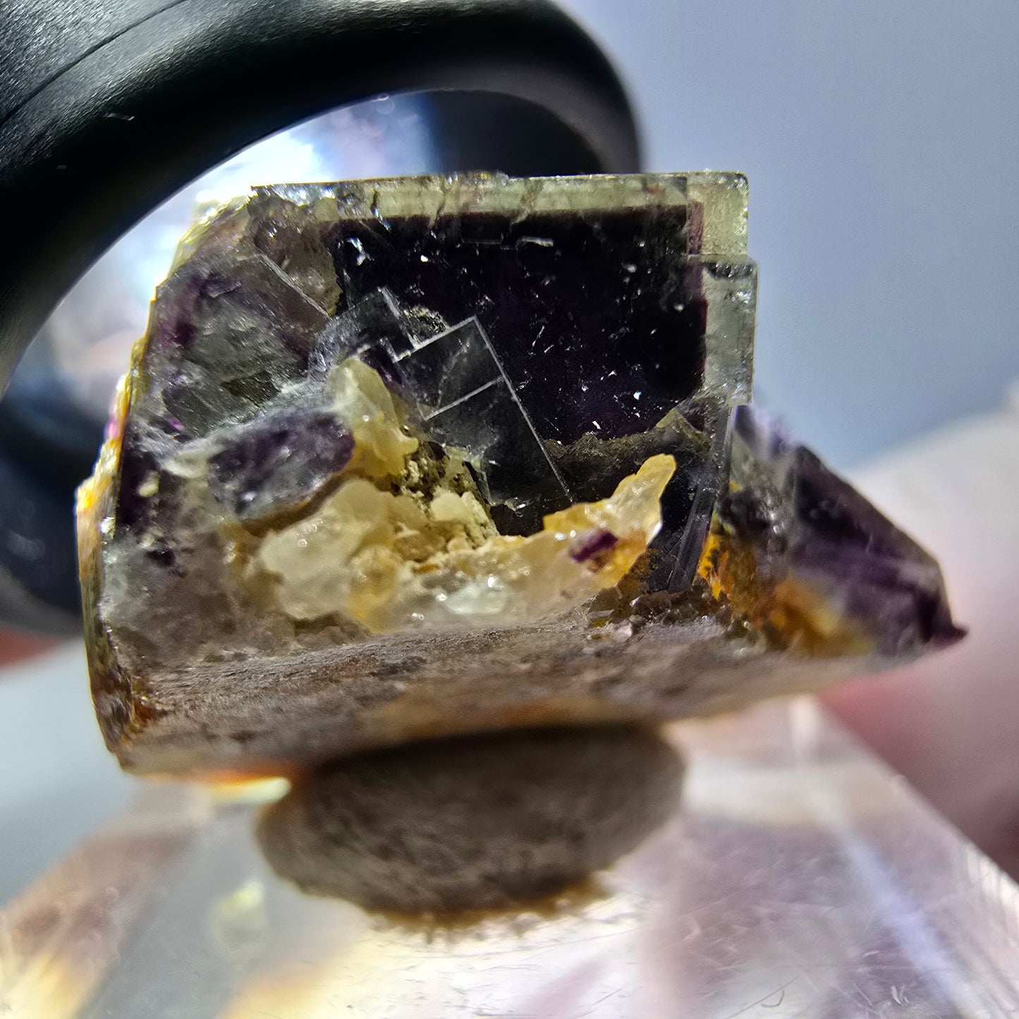 Seltene Phantom Fluorit Würfel Stufe, grün lila Okorusu, Namibia 29*25*18mm