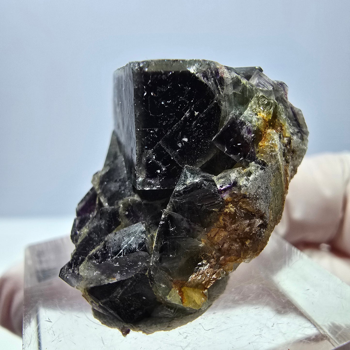 Seltene Phantom Fluorit Würfel Stufe, grün lila Okorusu, Namibia 29*25*18mm