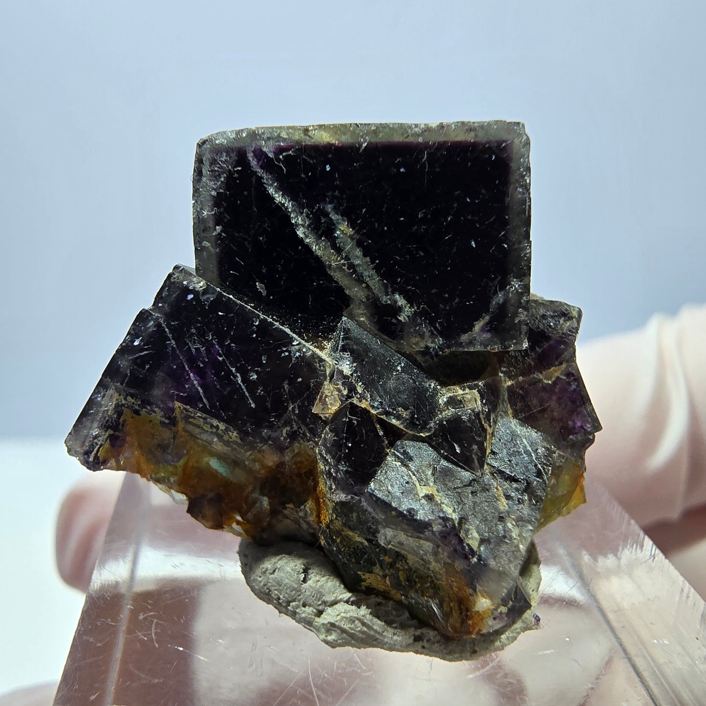 Seltene Phantom Fluorit Würfel Stufe, grün lila Okorusu, Namibia 29*25*18mm