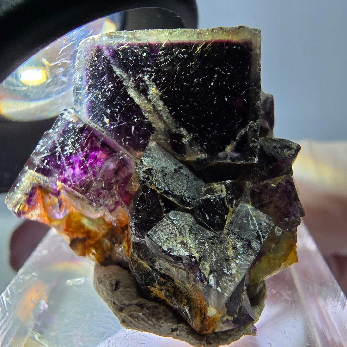 Seltene Phantom Fluorit Würfel Stufe, grün lila Okorusu, Namibia 29*25*18mm