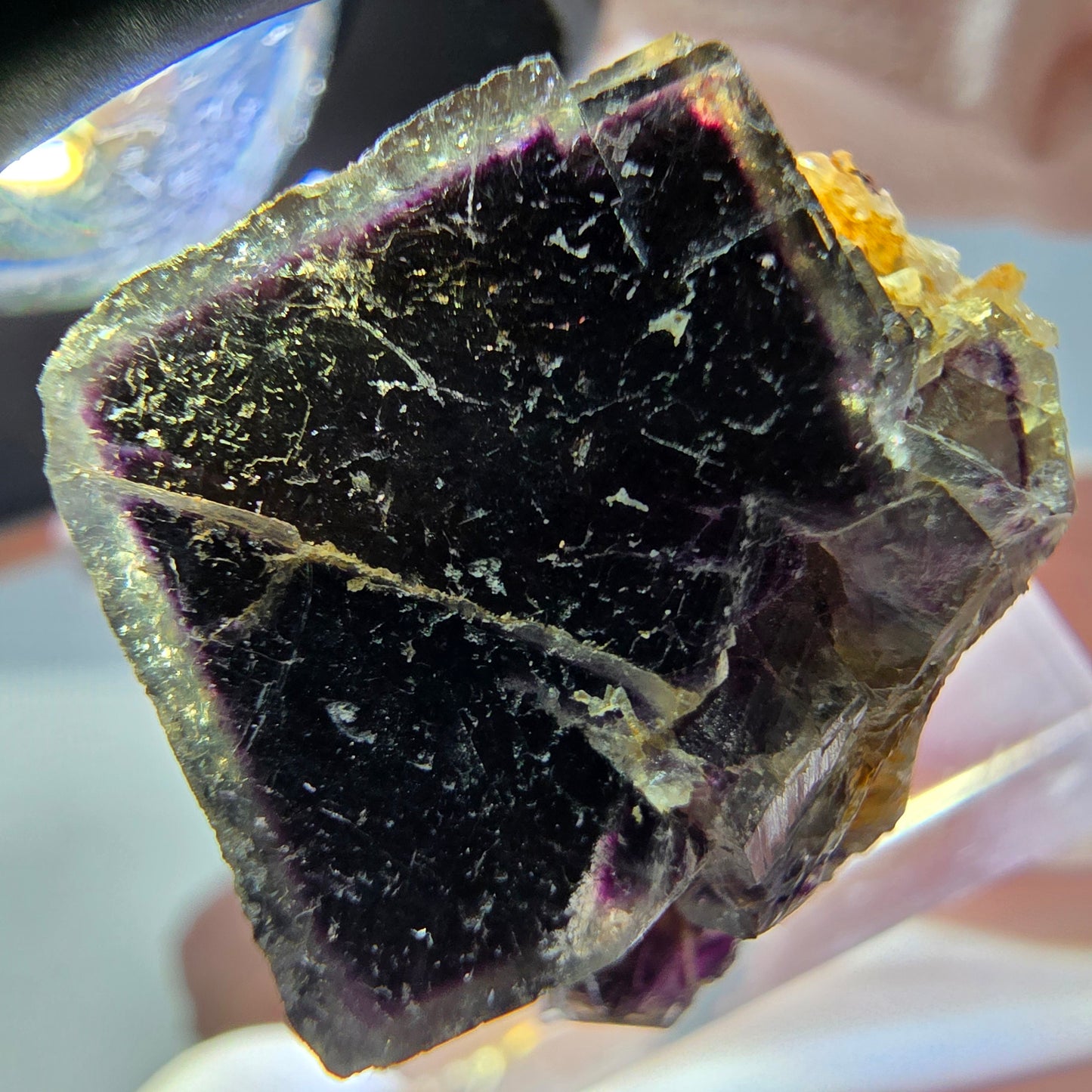 Seltene Phantom Fluorit Würfel Stufe, grün lila Okorusu, Namibia 29*25*18mm