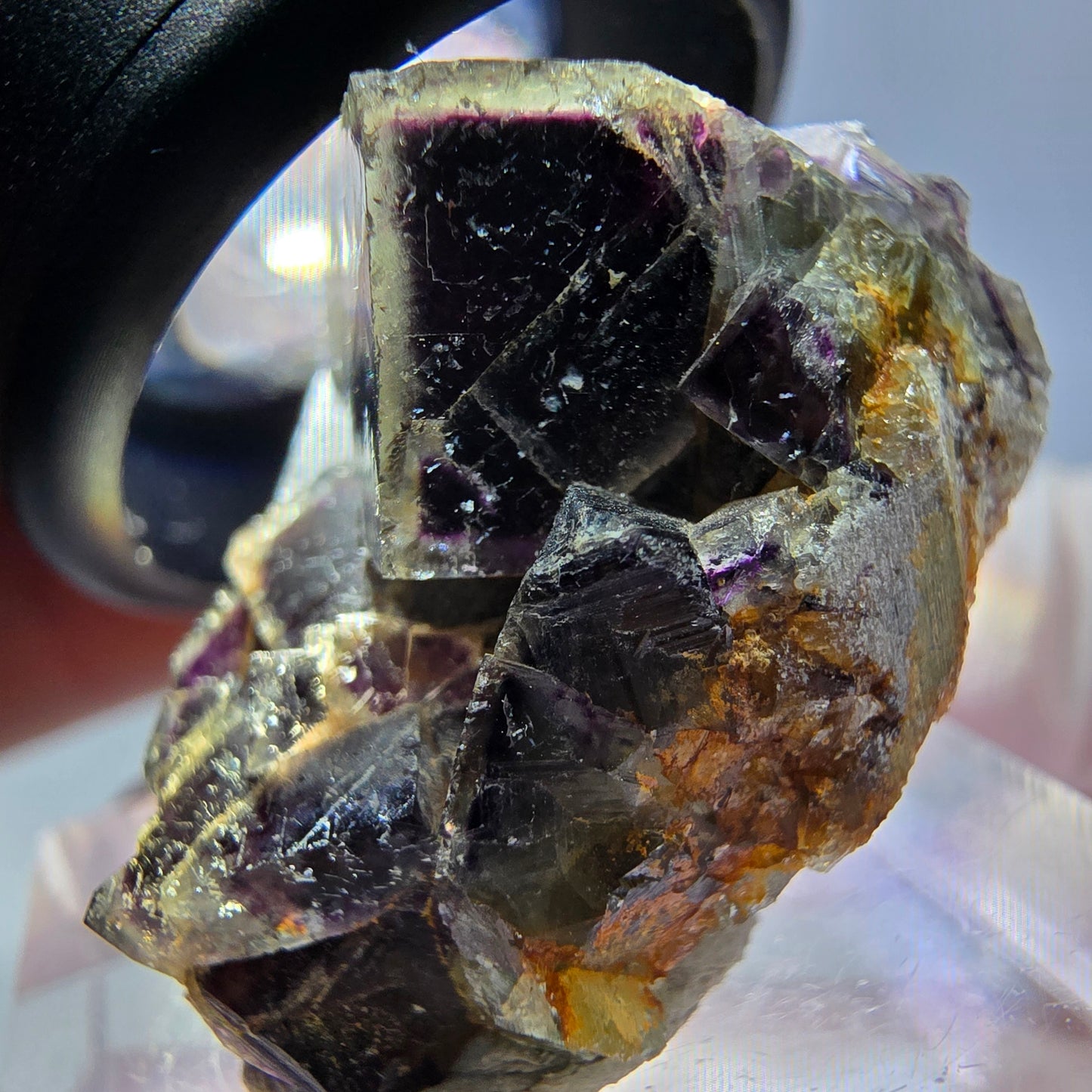 Seltene Phantom Fluorit Würfel Stufe, grün lila Okorusu, Namibia 29*25*18mm