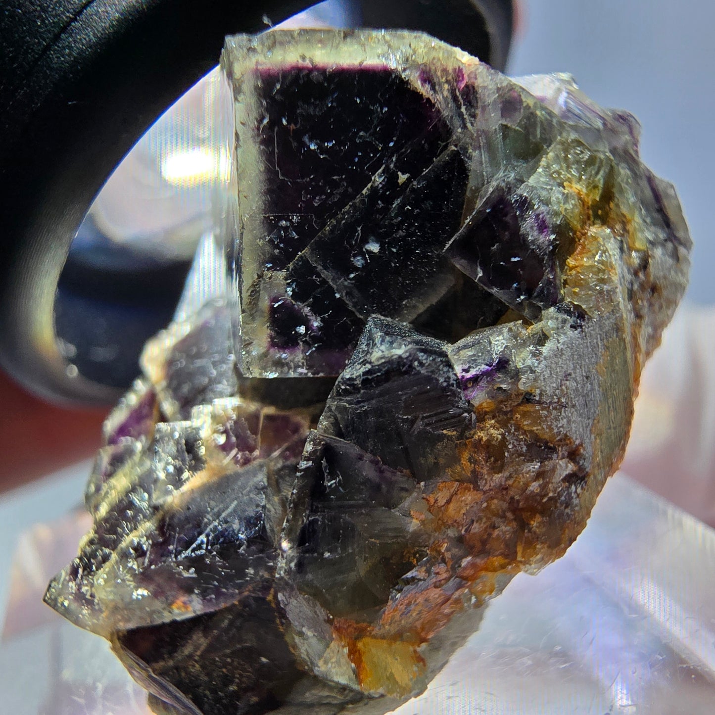 Seltene Phantom Fluorit Würfel Stufe, grün lila Okorusu, Namibia 29*25*18mm