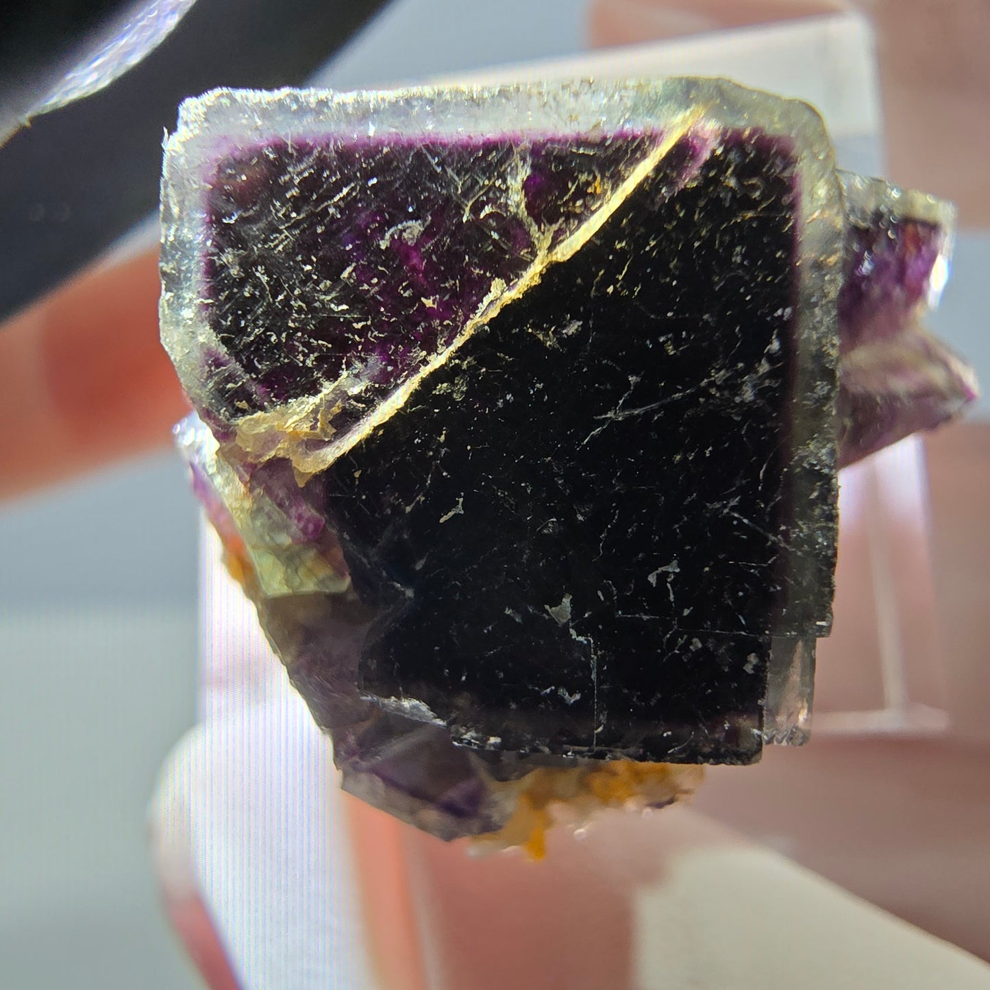 Seltene Phantom Fluorit Würfel Stufe, grün lila Okorusu, Namibia 29*25*18mm
