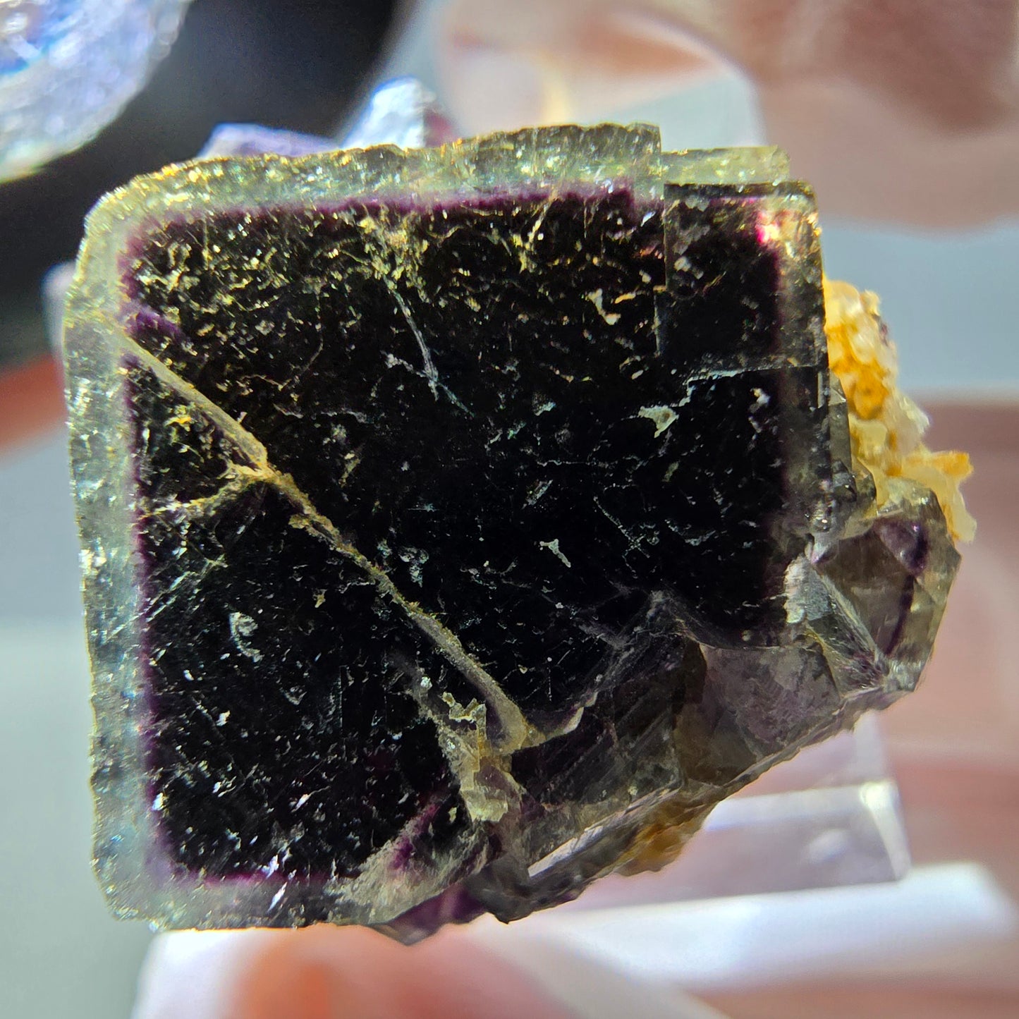Seltene Phantom Fluorit Würfel Stufe, grün lila Okorusu, Namibia 29*25*18mm