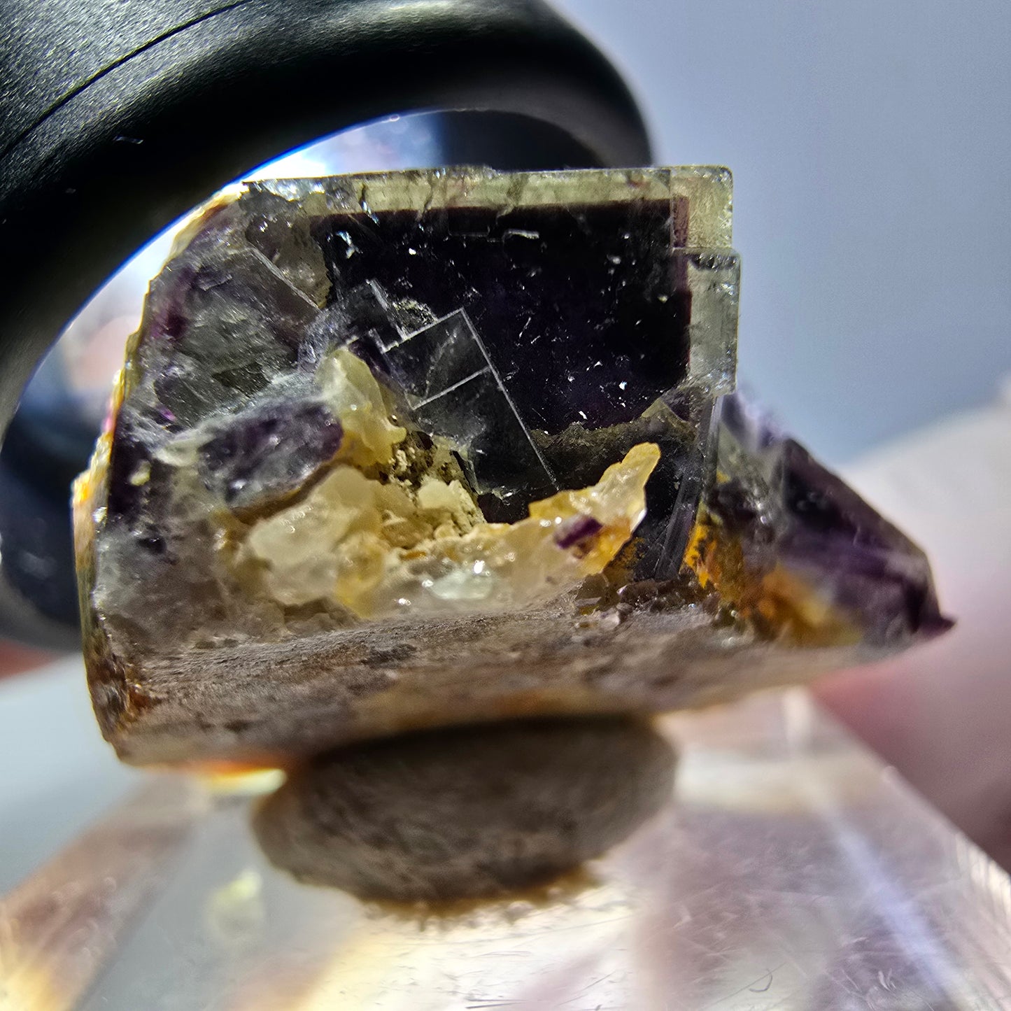 Seltene Phantom Fluorit Würfel Stufe, grün lila Okorusu, Namibia 29*25*18mm