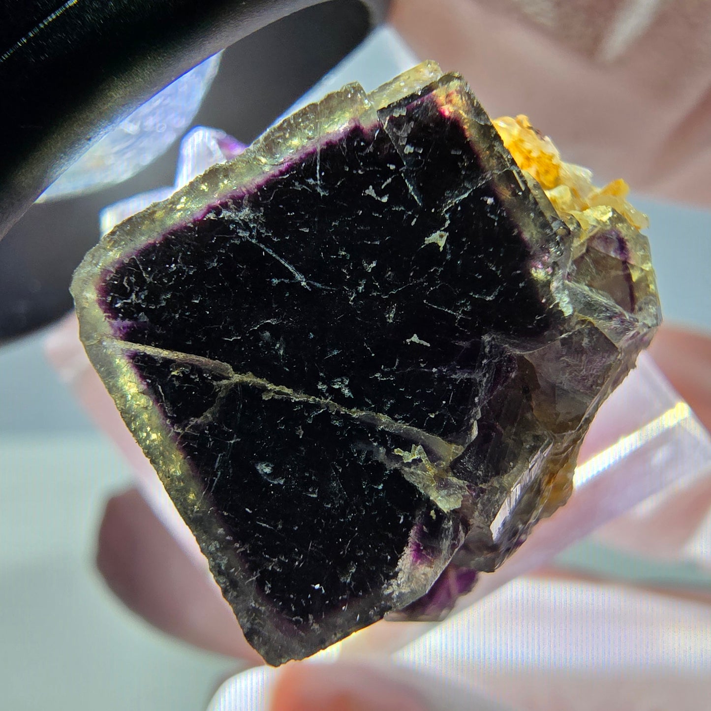 Seltene Phantom Fluorit Würfel Stufe, grün lila Okorusu, Namibia 29*25*18mm