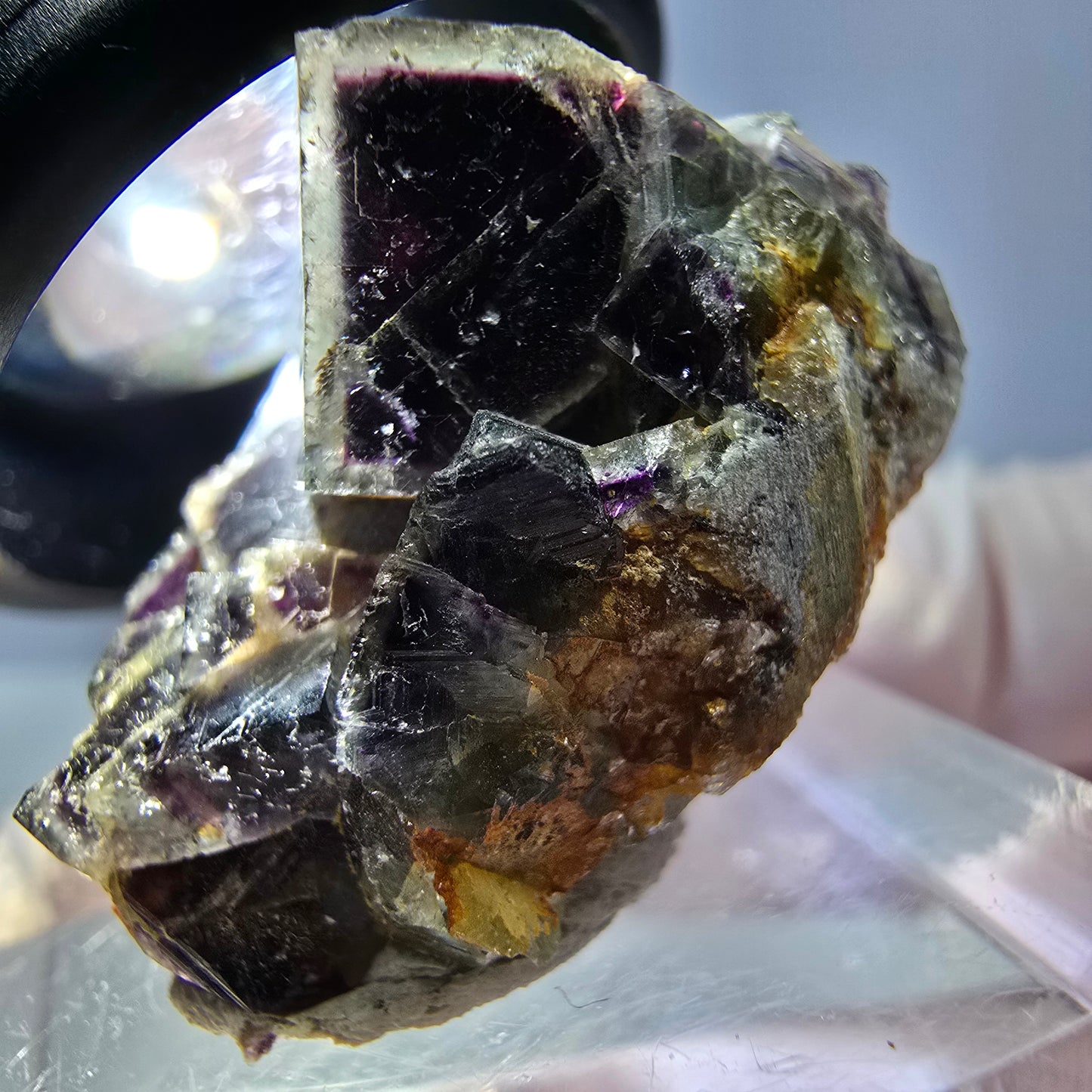 Seltene Phantom Fluorit Würfel Stufe, grün lila Okorusu, Namibia 29*25*18mm