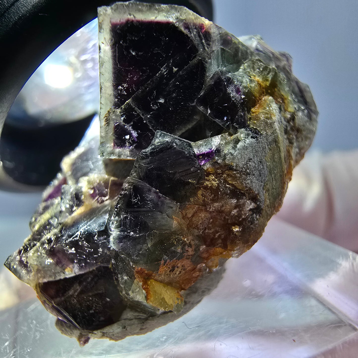 Seltene Phantom Fluorit Würfel Stufe, grün lila Okorusu, Namibia 29*25*18mm