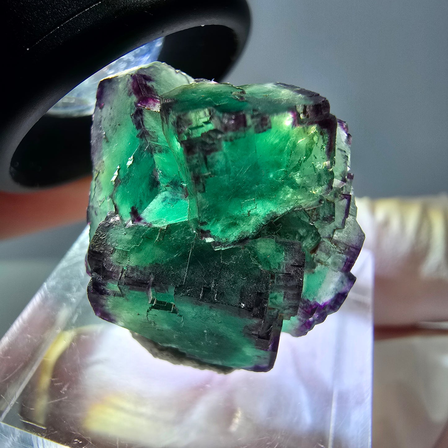Seltene Phantom Fluorit Würfel Stufe, grün lila Okorusu, Namibia 21*21*13mm