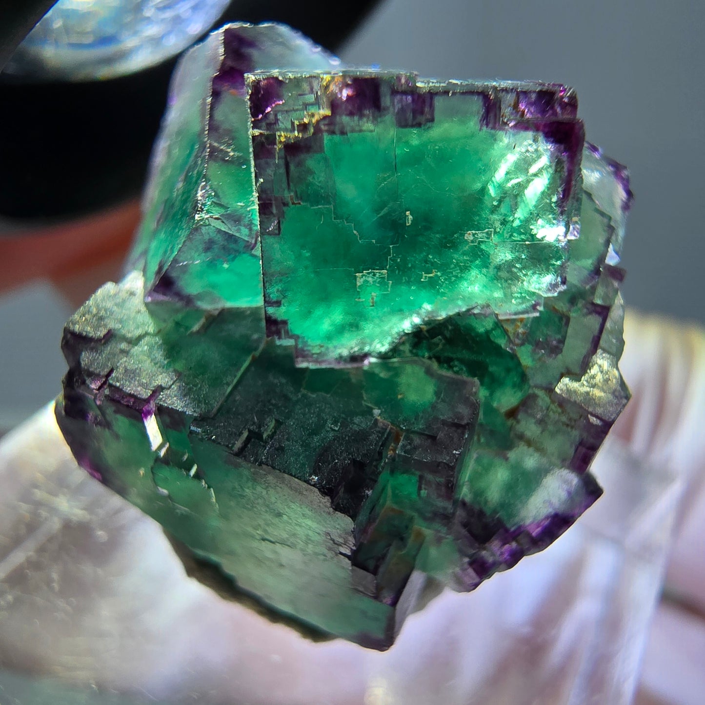 Seltene Phantom Fluorit Würfel Stufe, grün lila Okorusu, Namibia 21*21*13mm