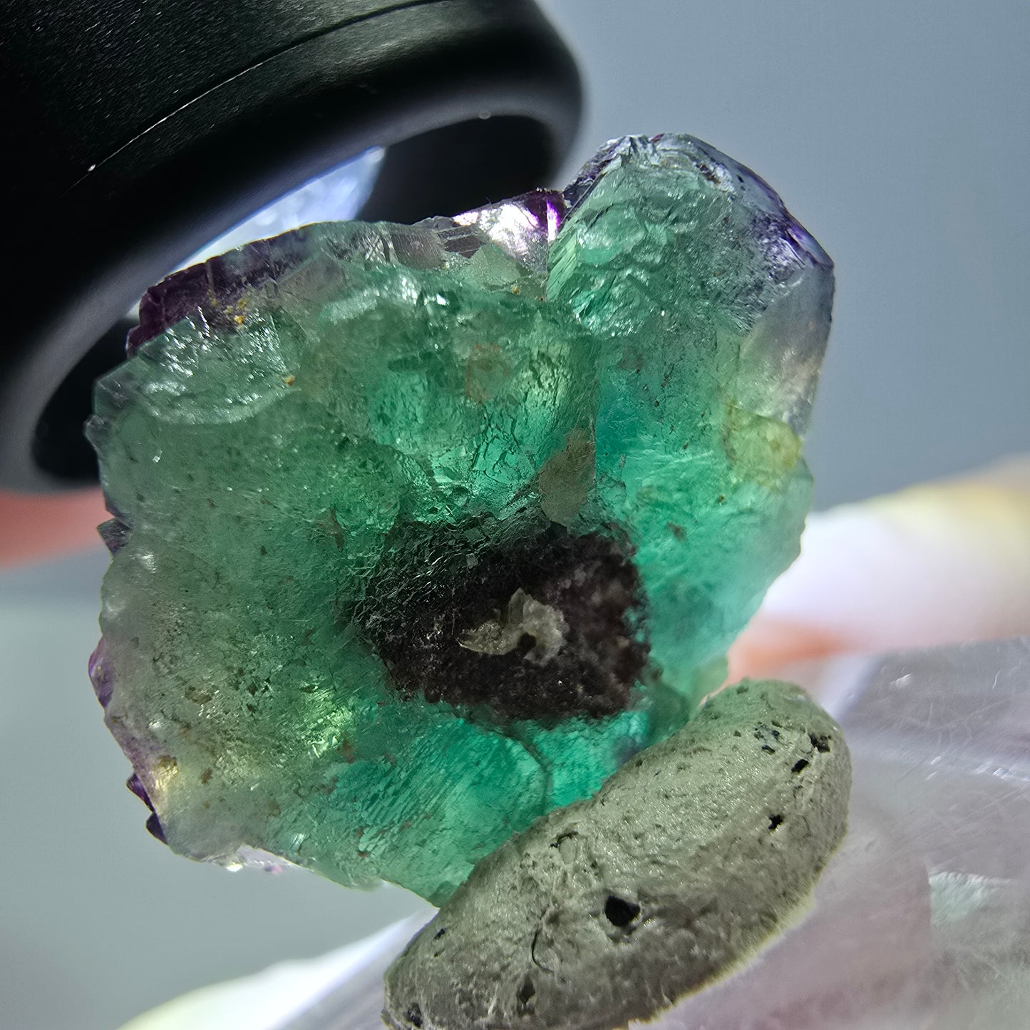 Seltene Phantom Fluorit Würfel Stufe, grün lila Okorusu, Namibia 21*21*13mm