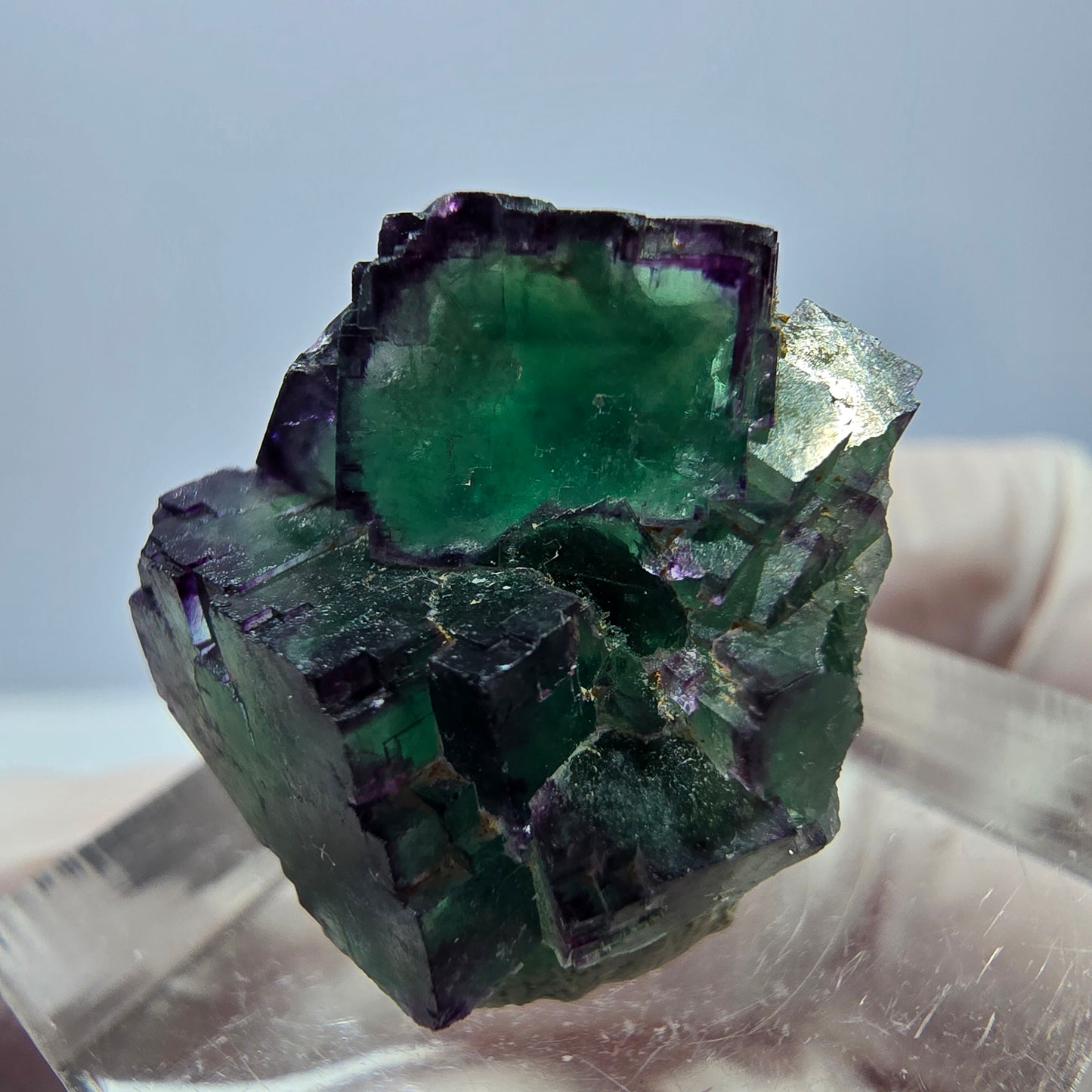 Seltene Phantom Fluorit Würfel Stufe, grün lila Okorusu, Namibia 21*21*13mm
