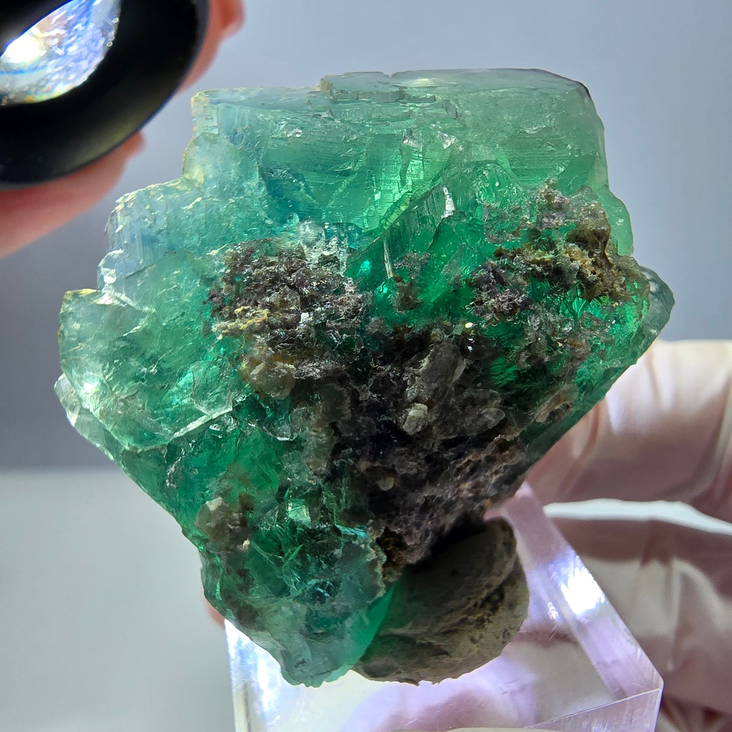 Seltene Phantom Fluorit Würfel Stufe, grün lila Okorusu, Namibia 47*39*25mm