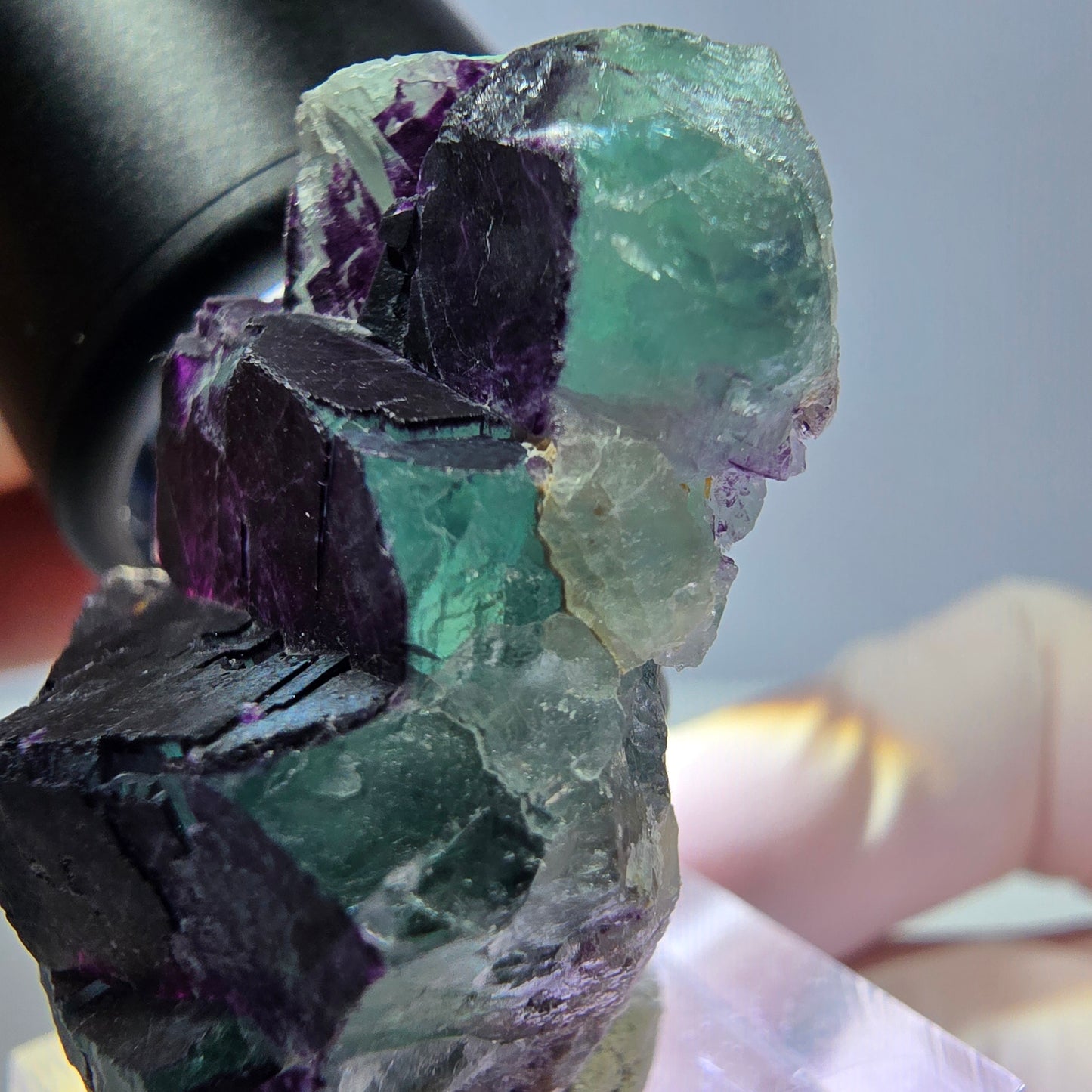 Phantom Fluorit Würfel Stufe, grün lila 11:11 Angel Pocket, Namibia 41*29*16mm