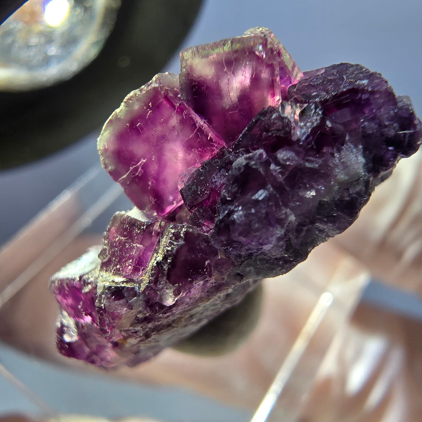Seltene Phantom Fluorit Würfel, Quarz Stufe, lila Okorusu, Namibia 29*26*12mm